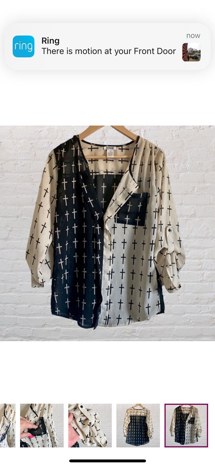 Other DEEP PLUNGE CROSS PRINT PULLOVER BLOUSE TOP Size M / US 6-8 / IT 42-44 - 8 Thumbnail
