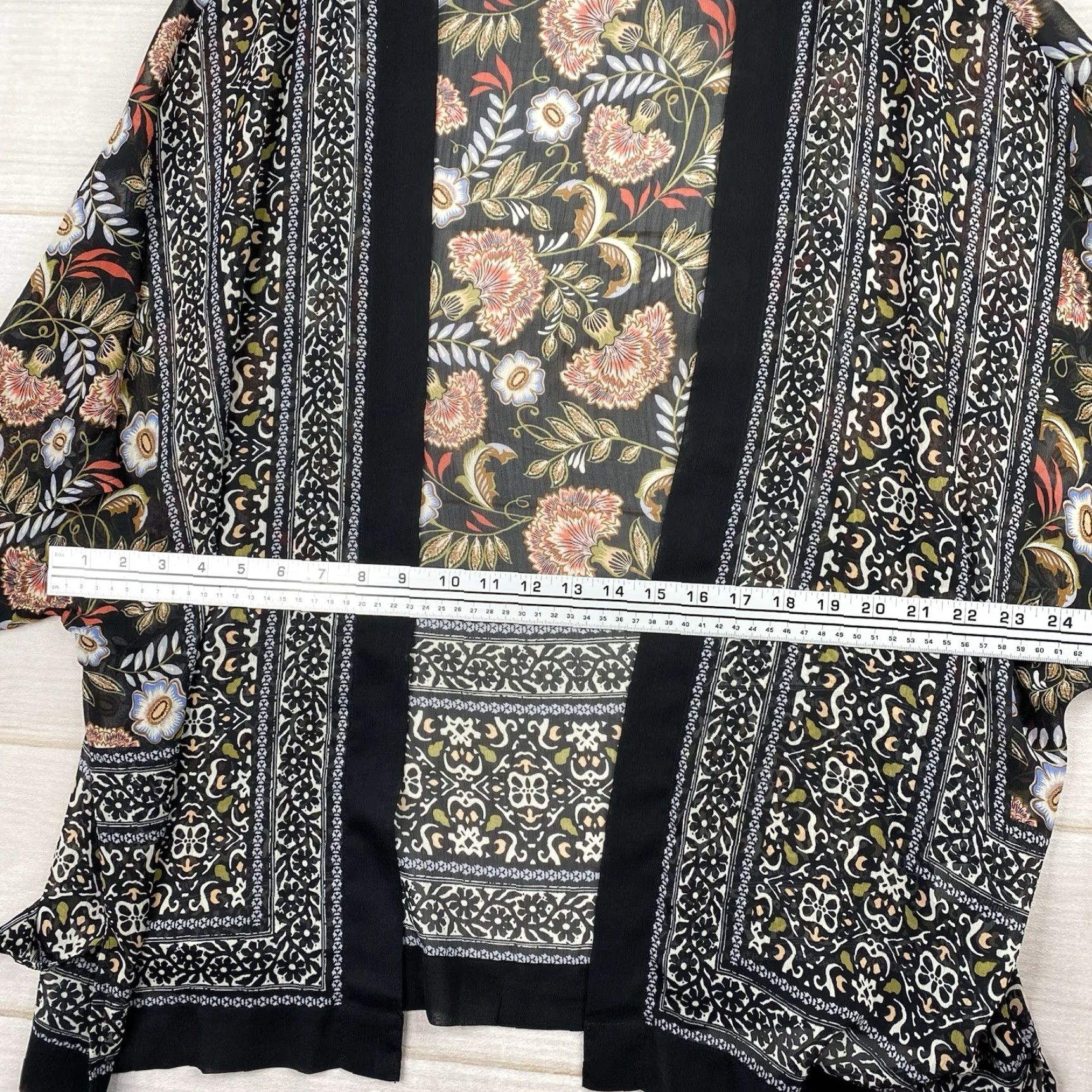 Vintage Christopher & Banks Kimono Top Womens S/M Floral Boho Sheer Shawl Cover Up Size M / US 6-8 / IT 42-44 - 4 Thumbnail