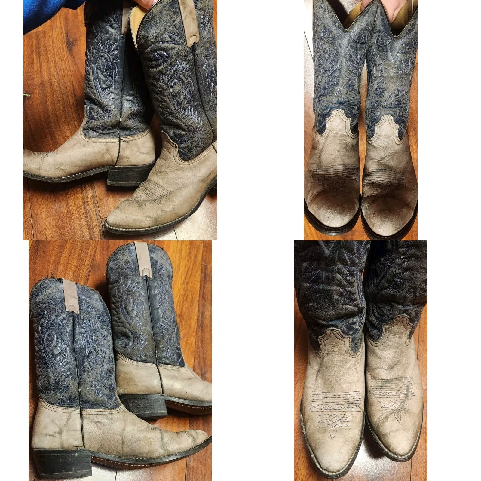 Durango VINTAGE Durango Leather Western Cowboy Boots Men 10 D USA Gray Pointed Toe Retro Southwestern 89474 Size US 10 / EU 43 - 8 Thumbnail