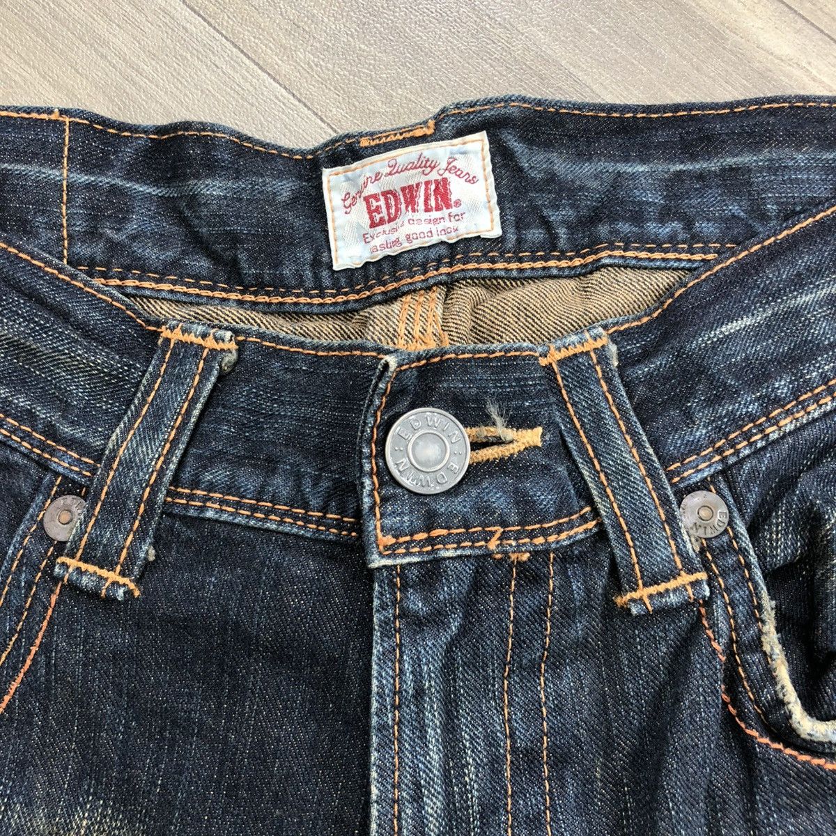 Edwin × If Six Was Nine × Japanese Brand 🇯🇵 2000s Edwin 503 Faded Lgb Goa Buckle Back Flared Jeans Size US 32 / EU 48 - 7 Thumbnail