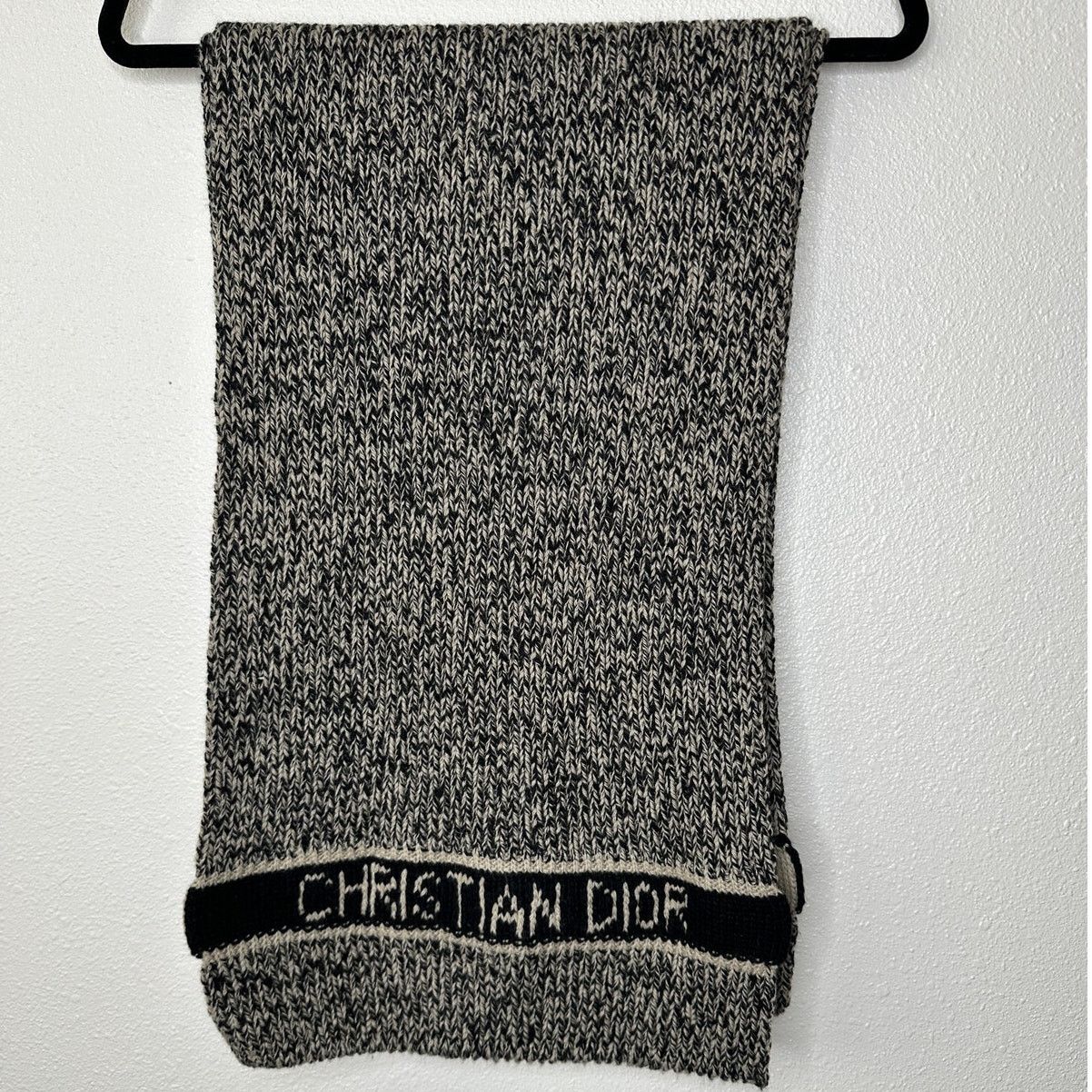 Christian Dior Monsieur Christian Dior Beige Black Marled Wool Cashmere Blend Scarf Size ONE SIZE - 3 Thumbnail