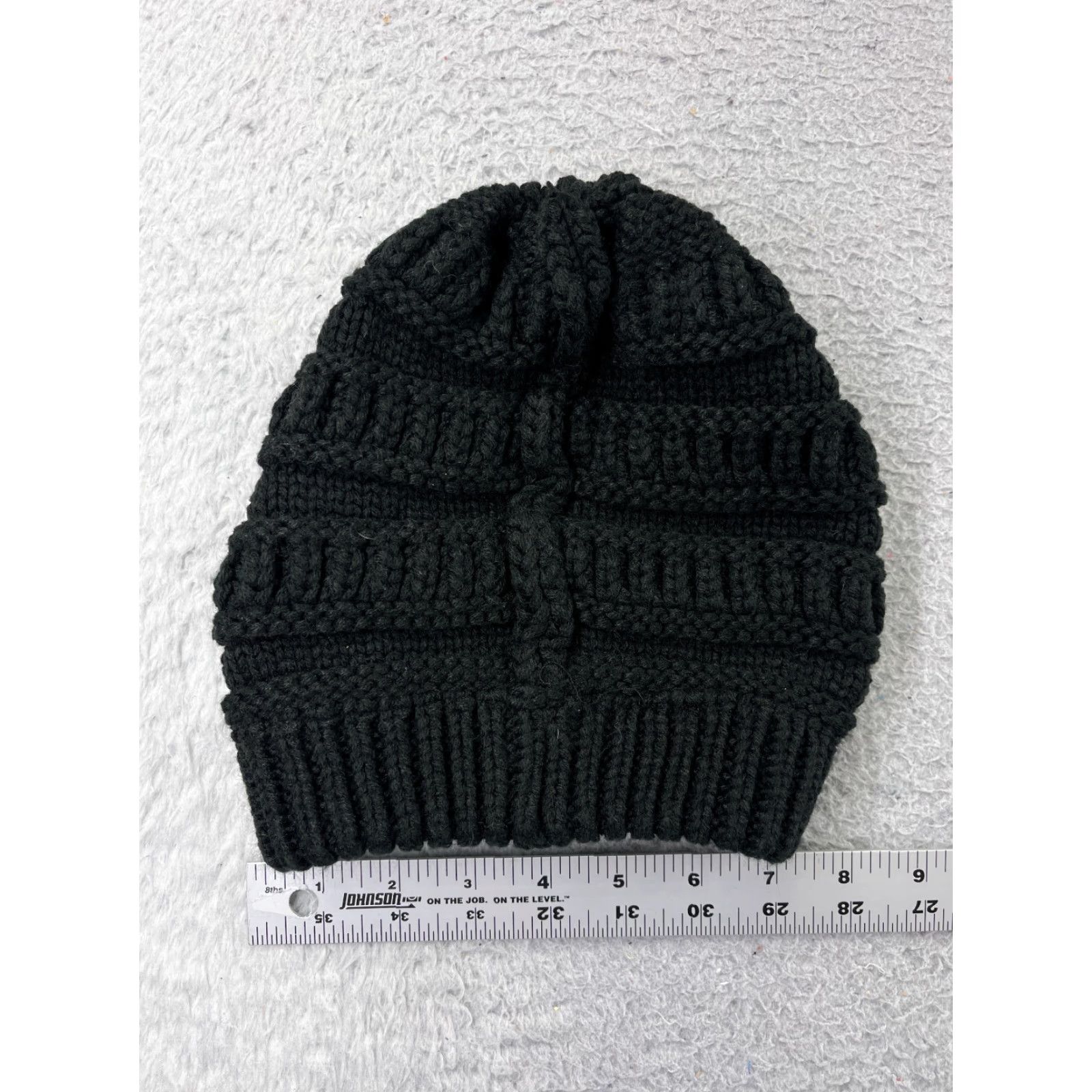 Vintage Beanie Hat Womens One Size Black Cable Knit 100% Acrylic Winter Ski Size ONE SIZE - 4 Thumbnail