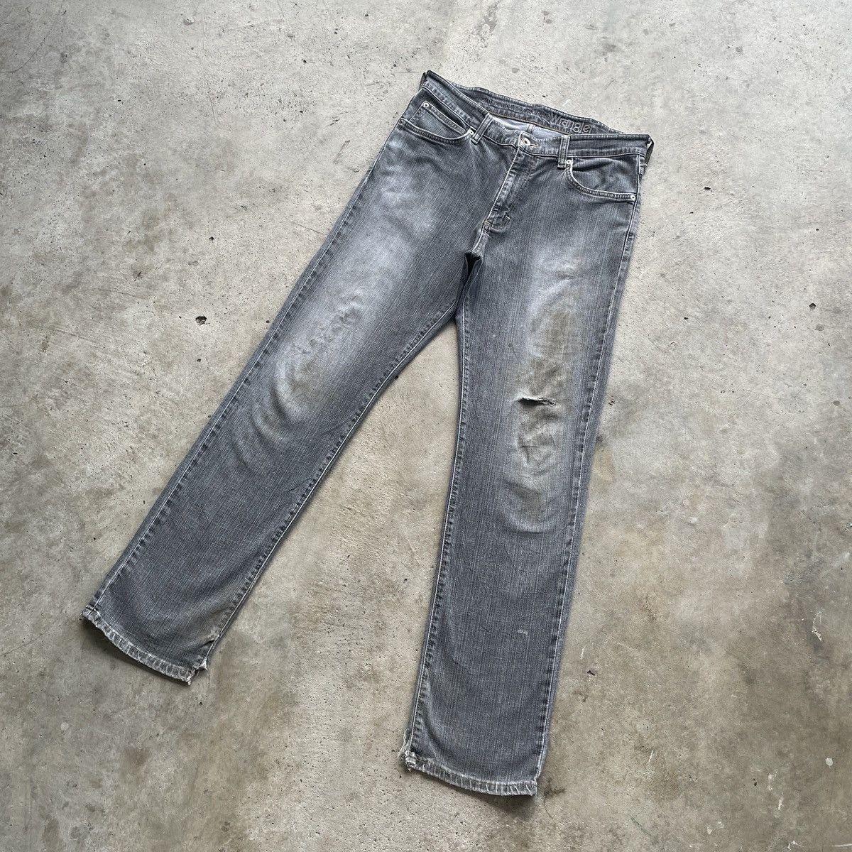 Wrangler W33 Vintage Wrangler Jean Distressed Faded Black Pants Denim Size US 33 - 3 Thumbnail