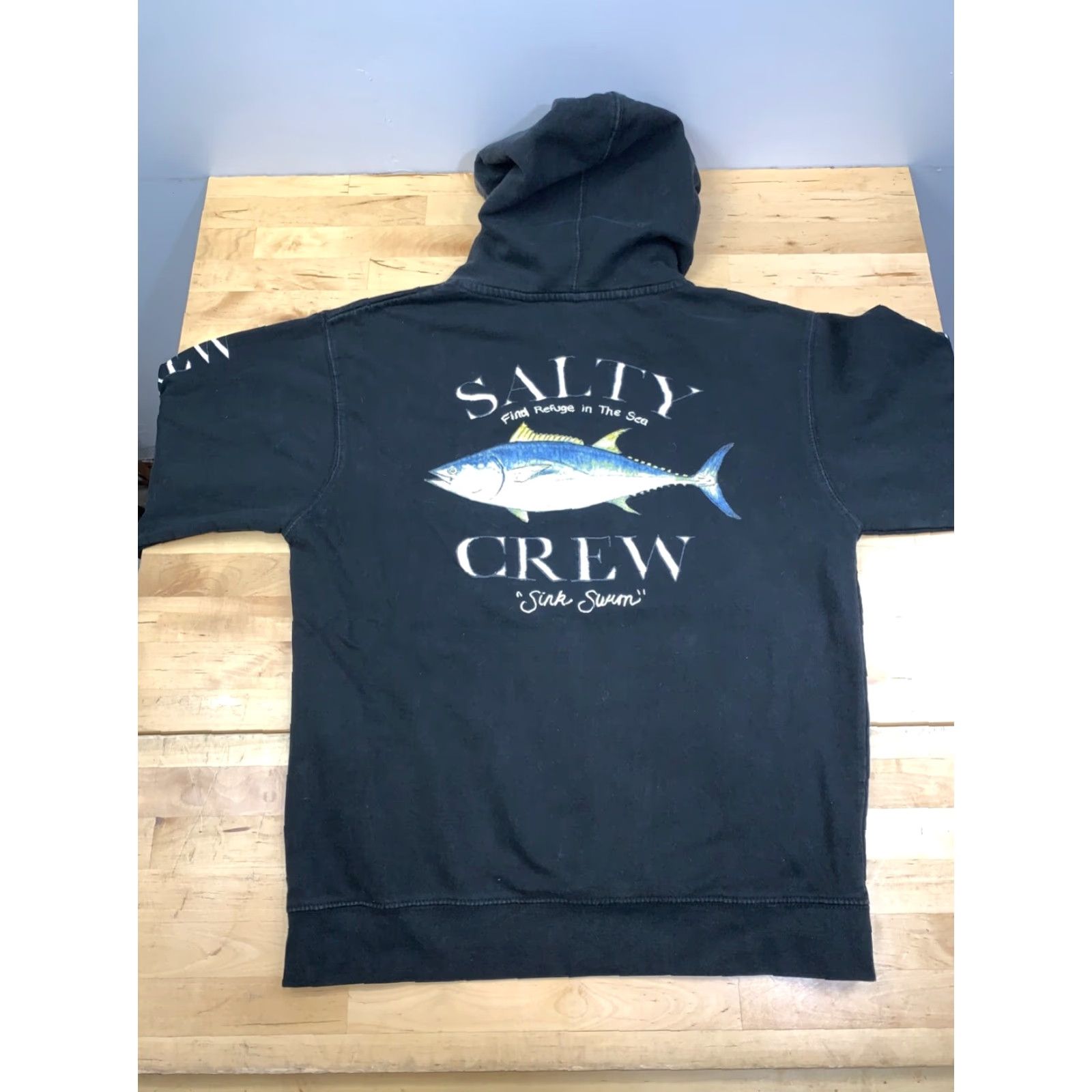 Vintage Salty Crew Hoodie Mens M Black Graphic Print Pockets Pullover Size US M / EU 48-50 / 2 - 7 Thumbnail