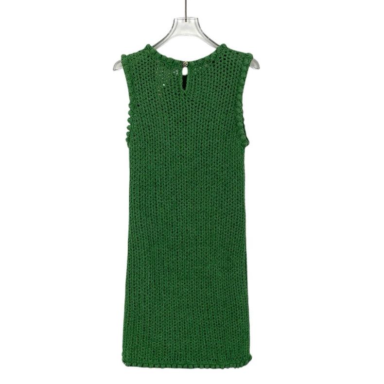 Chanel ChanelGreen cotton round-neck sleeveless knitted dress 2503 Size XXS / US 00 / IT 34 - 2 Thumbnail
