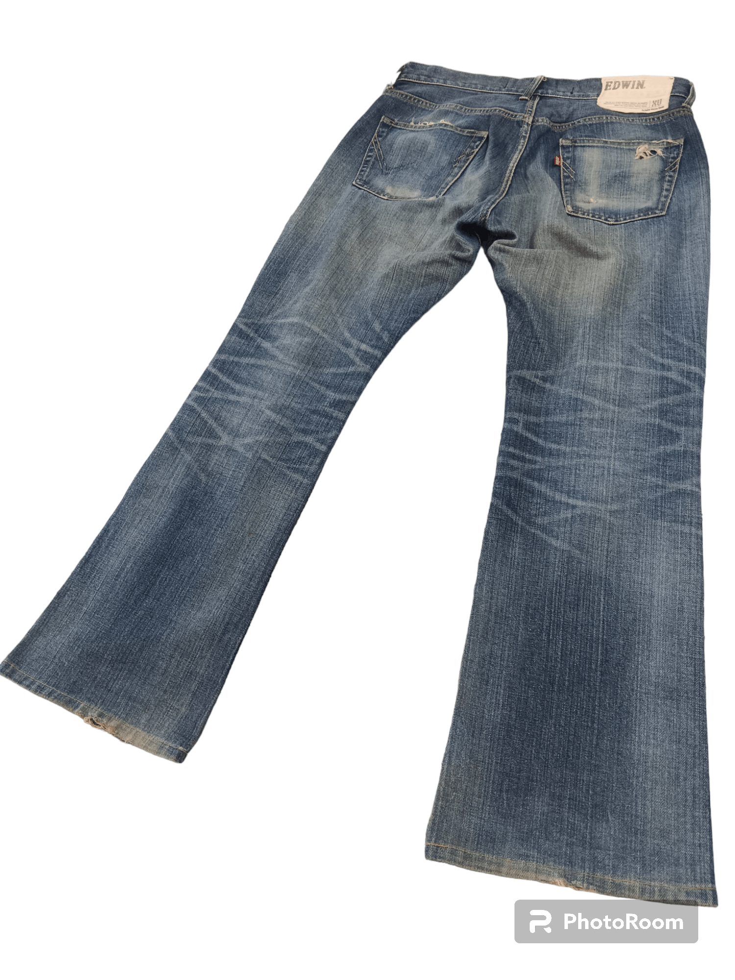 Edwin Crocodile Skin Leather Patchwork Distressed Flare Denim Size US 29 - 2 Thumbnail