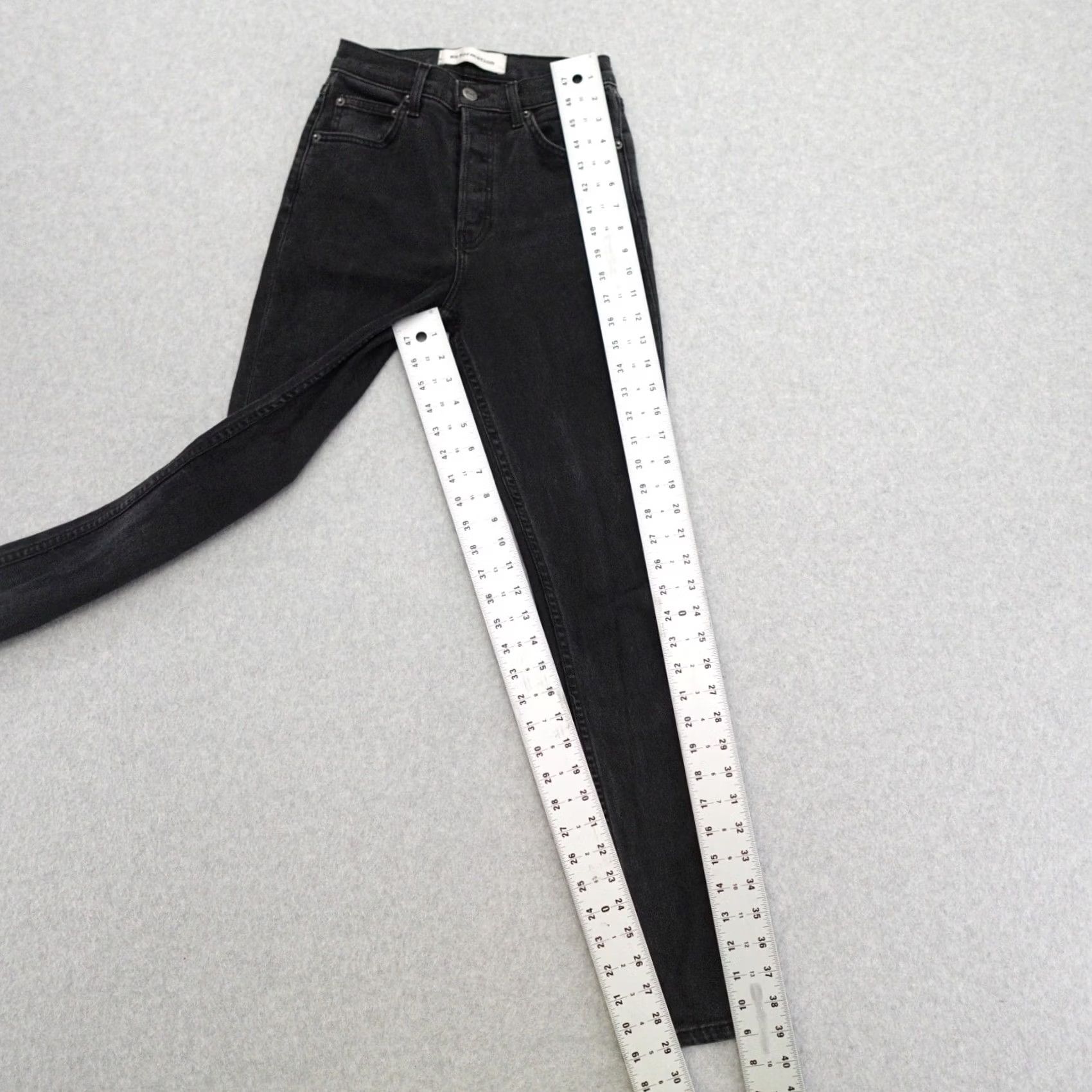 Reformation VINTAGE Reformation Jeans Womens 24 Black Button Fly Serena High Skinny Denim 24x29 Size 42" / US 20 - 3 Thumbnail