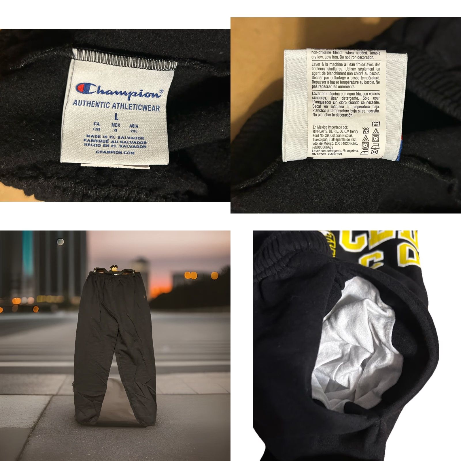 Champion VINTAGE Champion Cedar Crest College Falcons Sweatpants Adult Large Black Elastic Waist Drawstrings Athletic Tapered Leg Size US 33 - 11 Thumbnail