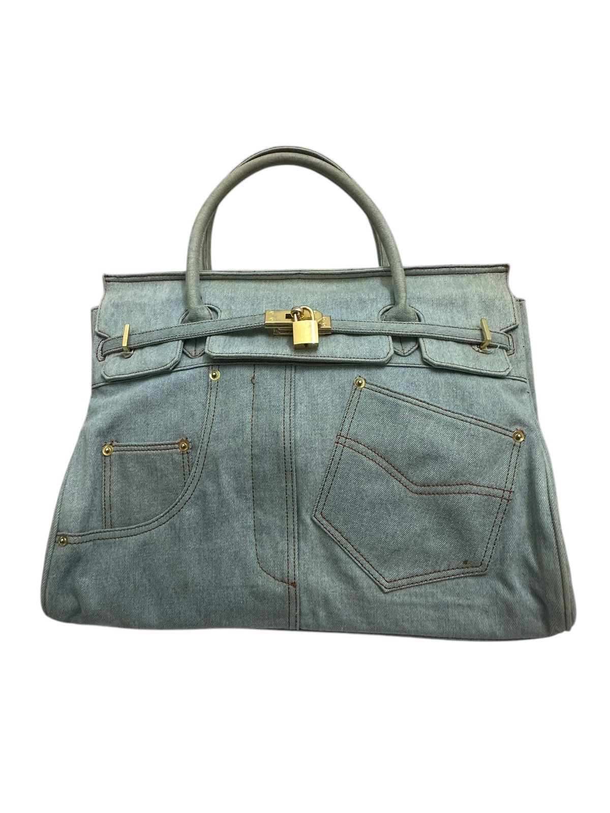 Handmade RARE ‼️ Denim Blue ‘Birkin’ Style Bag Size ONE SIZE - 4 Thumbnail
