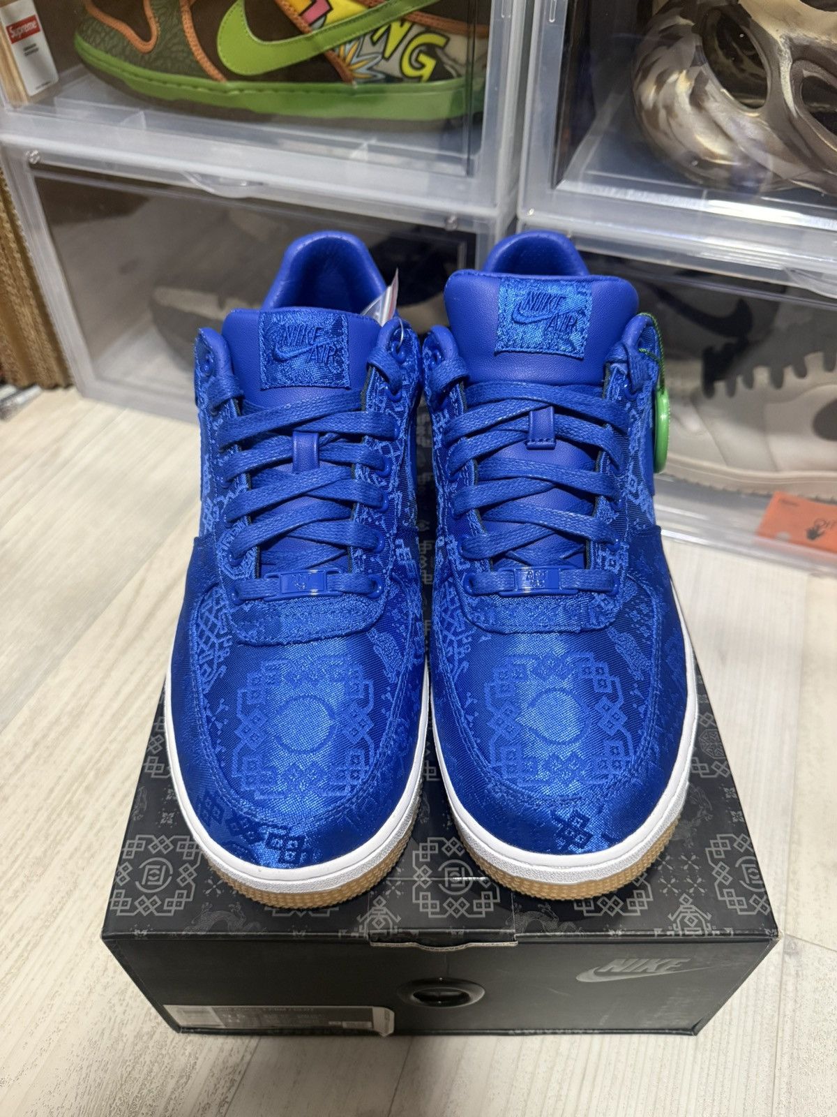 CLOT × Nike Nike Air Force 1 Low PRM Clot Blue Silk Size US 9.5 / EU 42-43 - 4 Thumbnail