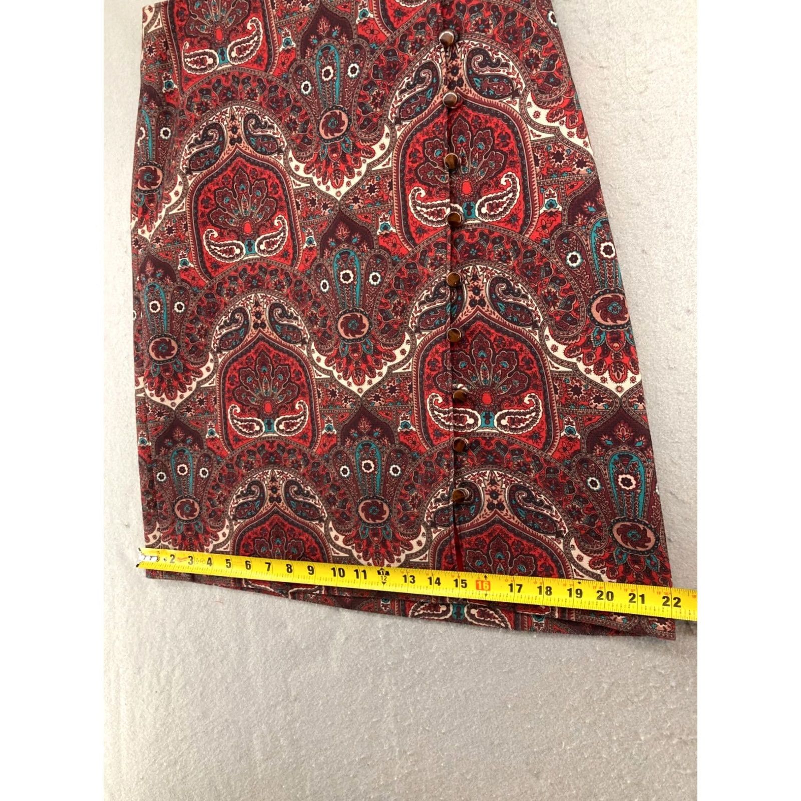 Talbots Talbots Skirt Womens 4 Red Paisley Pencil Straight Cotton Stretch Knee Length Vintage No Size 27" / US 4 / IT 40 - 3 Thumbnail