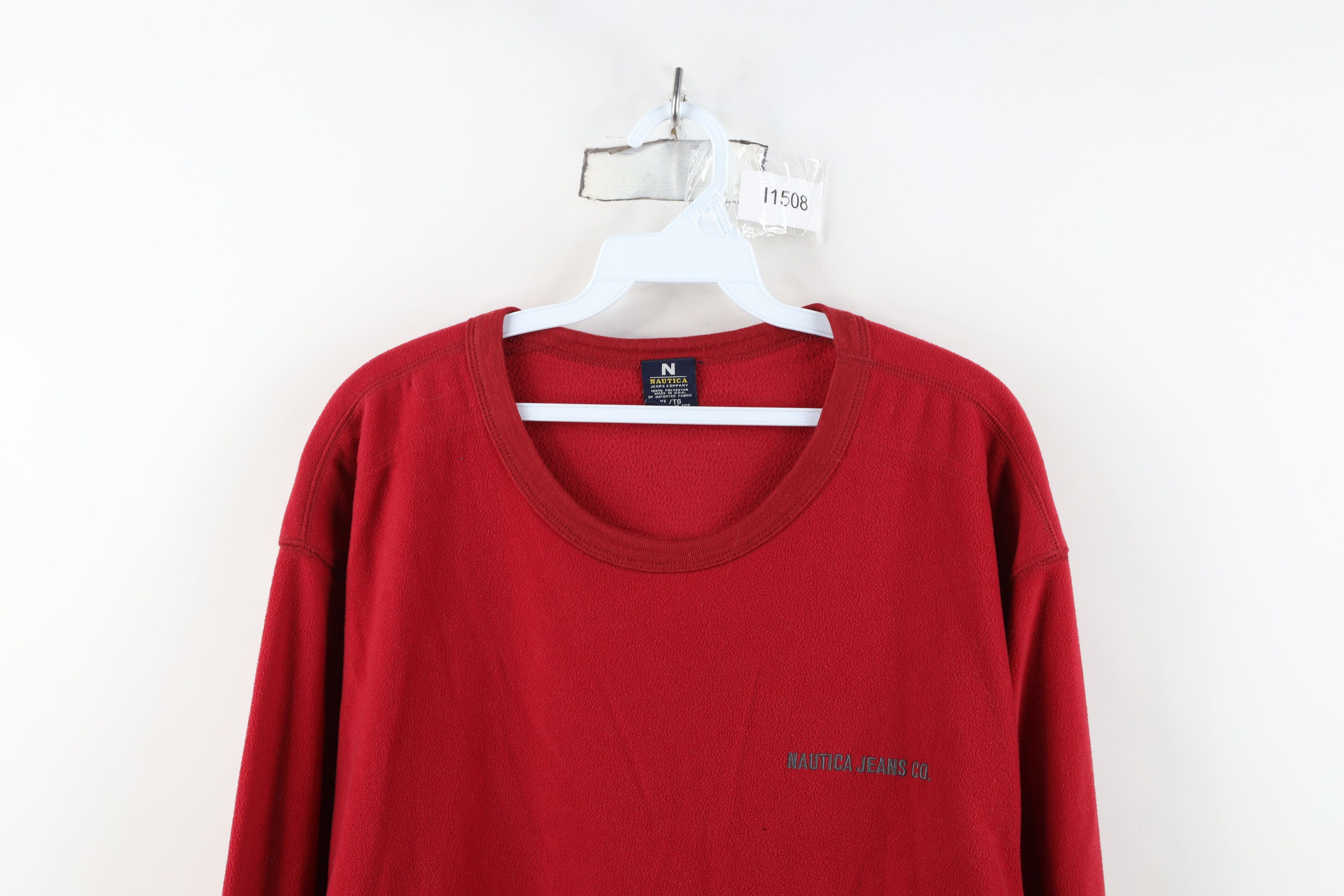 Nautica Vintage 90s Nautica Spell Out Lightweight Fleece Sweater Red Size US XL / EU 56 / 4 - 2 Thumbnail