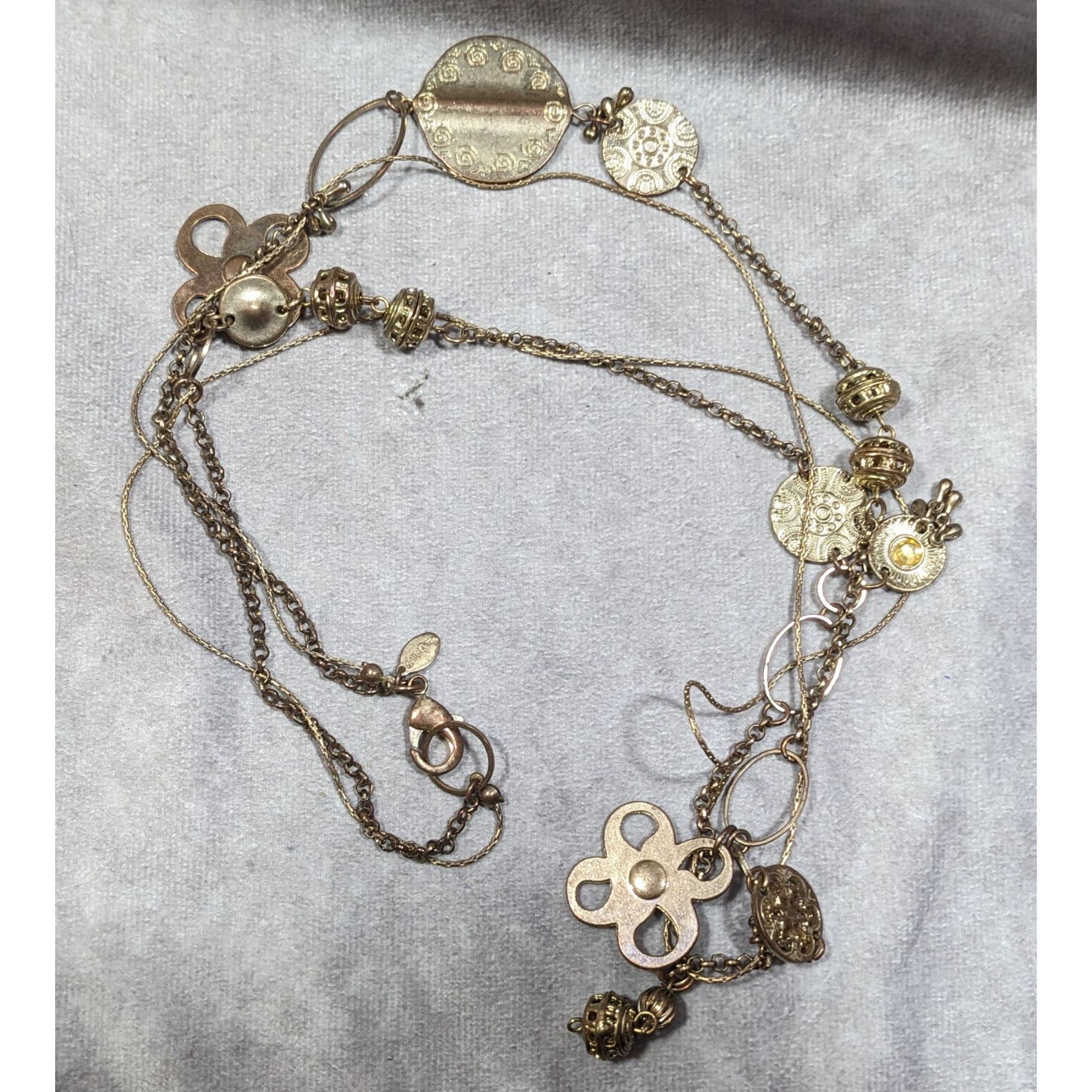 Chicos Chico's Abstract Floral Gold Tone Chain Charm Necklace Size ONE SIZE - 12 Thumbnail