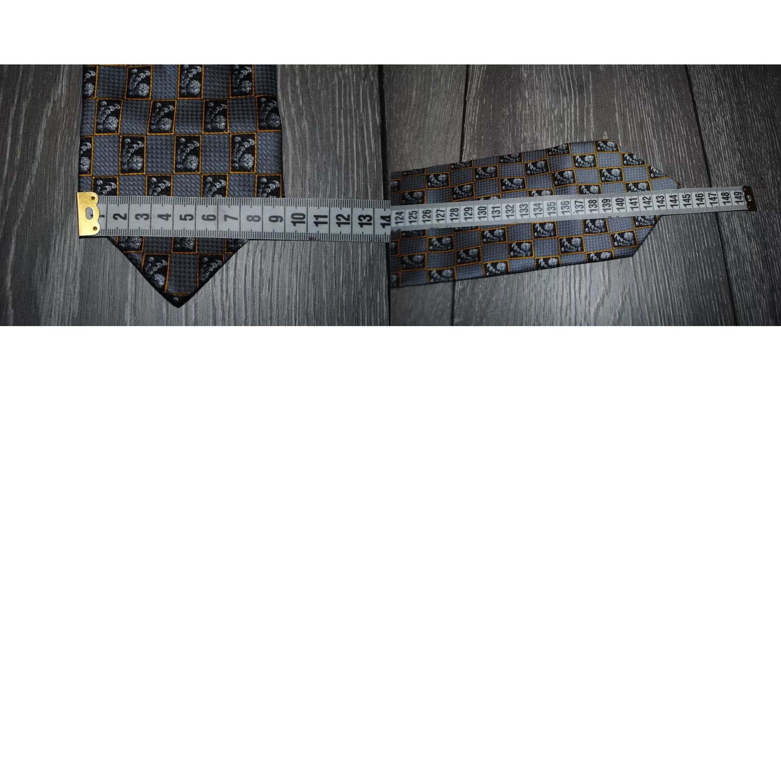 Versace VINTAGE GIANNI VERSACE CLASSIC V2 100% SETA SILK TIE GRAY GOLD CHECKED Size ONE SIZE - 8 Thumbnail