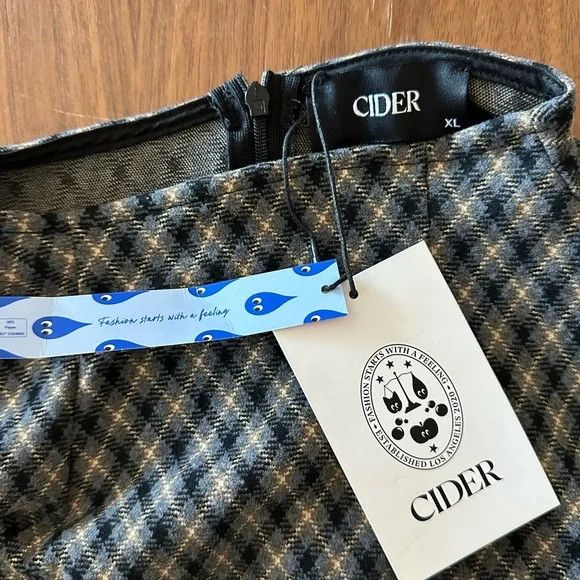 Cider Cider Black and Tan Checkered Mini Dress Size XL / US 12-14 / IT 48-50 - 2 Thumbnail