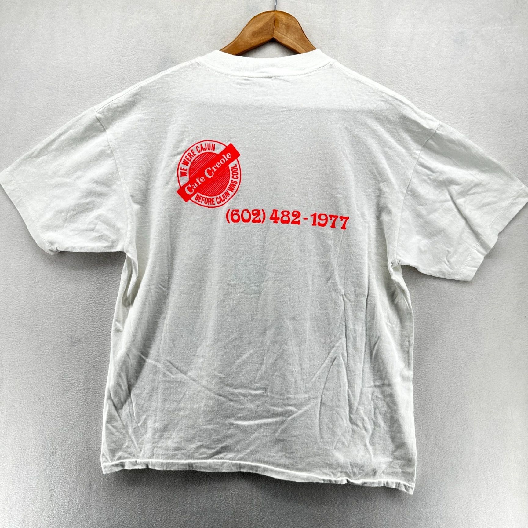 Vintage VINTAGE Oneita Power T-Shirt White Men's L Rock Springs & Cafe Creole Cotton Size US L / EU 52-54 / 3 - 2 Thumbnail