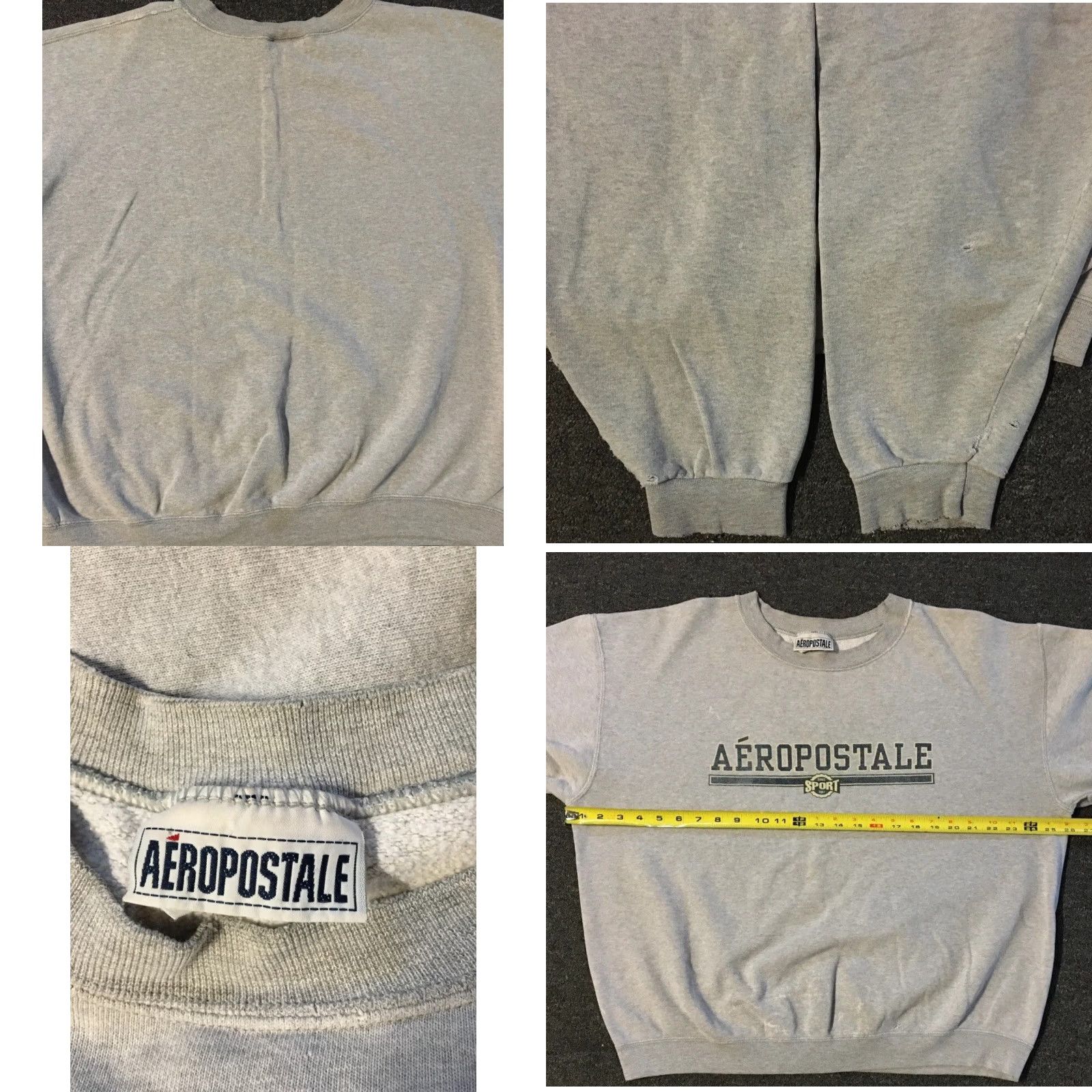 Thrasher VINTAGE Aeropostale Sport Hoodie Mens L Gray Sweatshirt Distressed Boxy 90s Grunge Spellout Track & Field USA USA Size US L / EU 52-54 / 3 - 8 Thumbnail