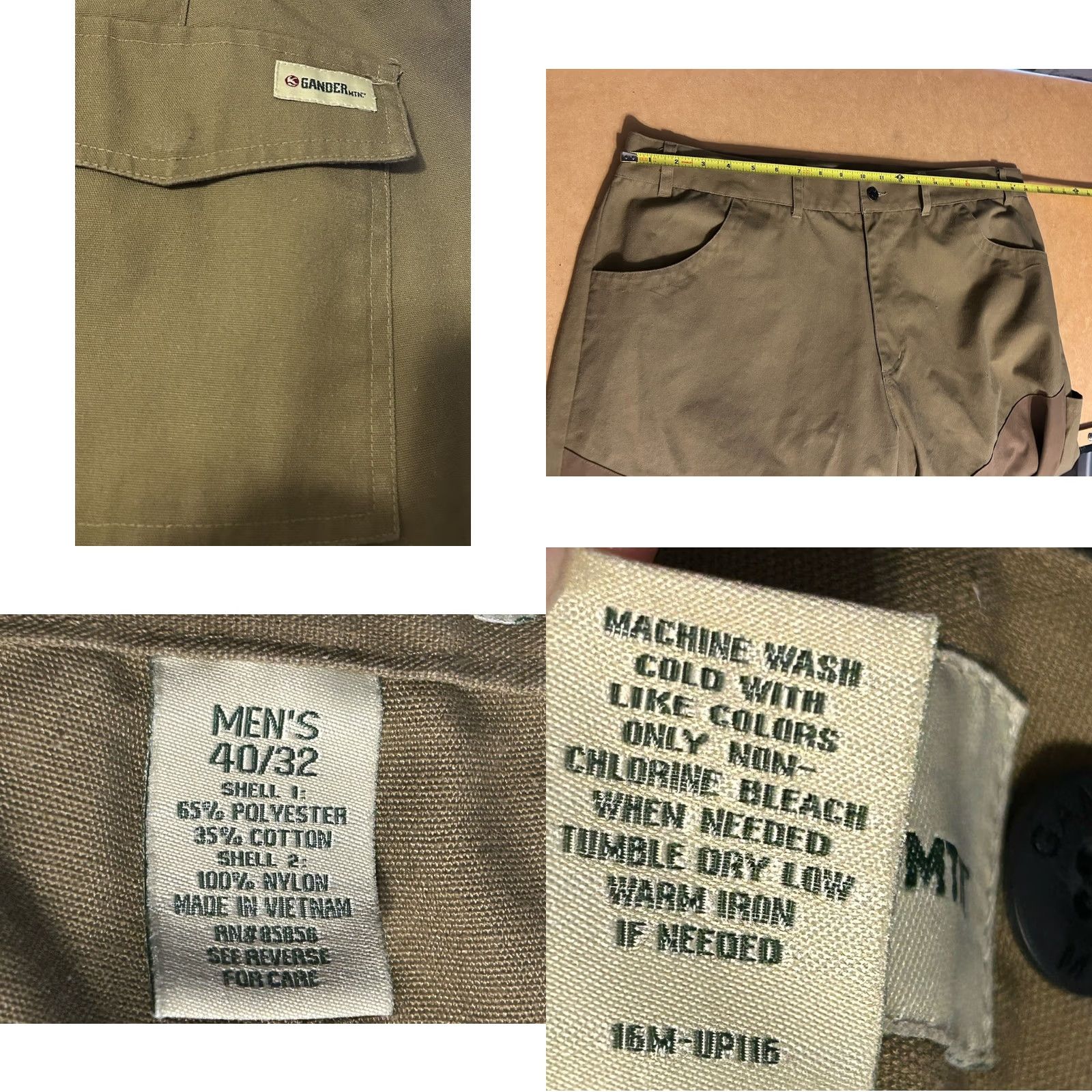 Vintage Gander Mountain Brush Briar Duck Hunting Pants 40x31 Brown Canvas 5-Pocket Zip Button Workwear Mens Hunting Pants Size US 40 / EU 56 - 8 Thumbnail