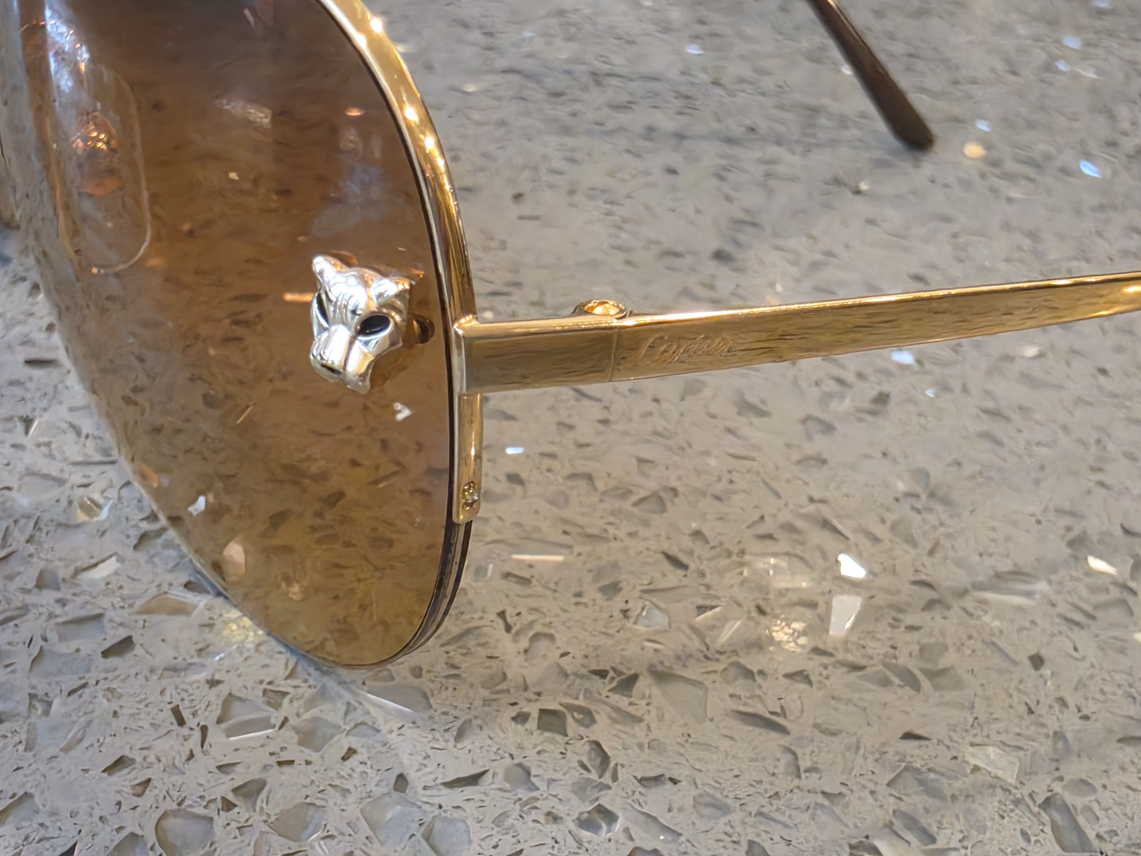 Cartier Cartier Panthère De Cartier 60MM Aviator Unisex Sunglasses Size ONE SIZE - 3 Thumbnail