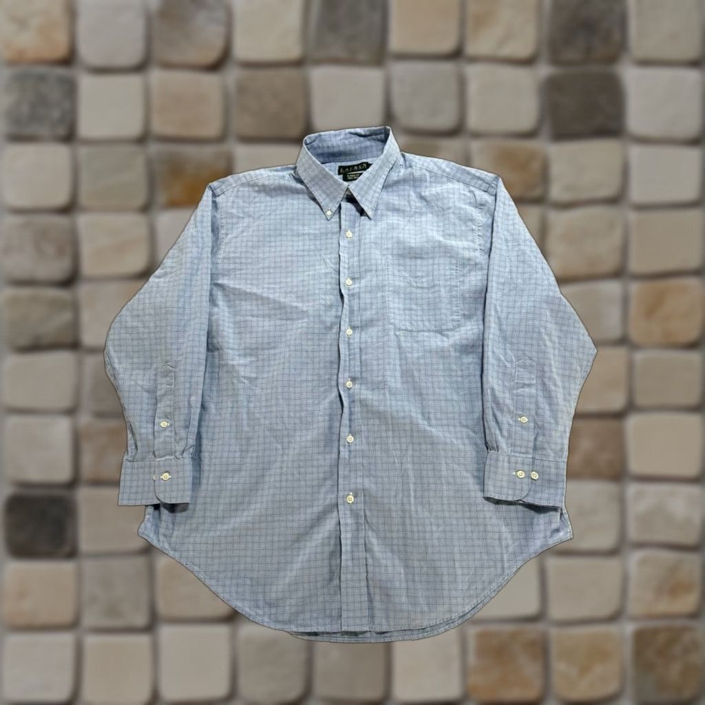 Ralph Lauren Lauren Ralph Lauren Non Iron Dress Shirt Men 17.5 Blue Cotton Classic Fit Office Size 46R - 1 Thumbnail