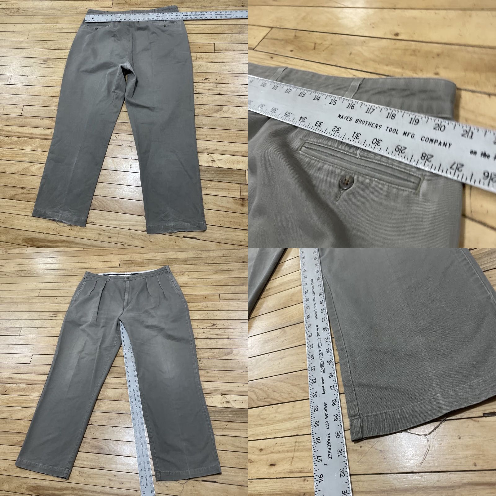 Polo Ralph Lauren VINTAGE Polo Ralph Lauren Chino Pants Men 42x32 Pleated Regular Fit Gray Light Green USA 90s Preppy Americana Classic Vintage Core Men Size US XL / EU 56 / 4 - 8 Thumbnail