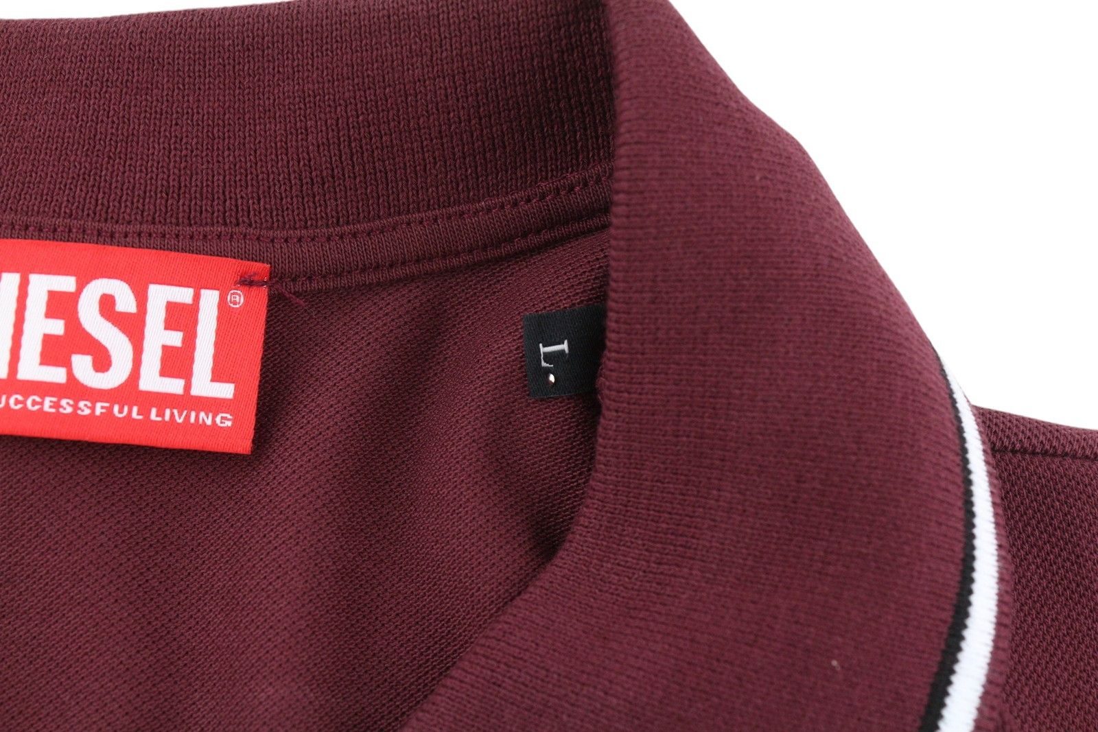 Diesel T-SMITH-D L Burgundy Polo Neck Logo T-Shirt 41156 Size US L / EU 52-54 / 3 - 6 Thumbnail
