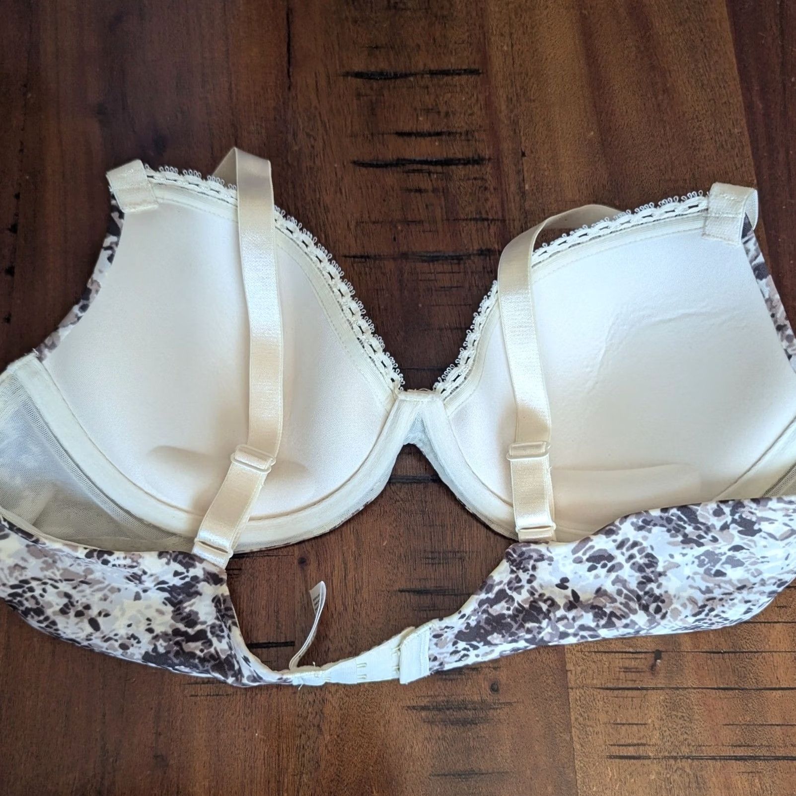 Calvin Klein Calvin Klein Push Up Bra Womens 38B Beige Neutral Snake Print Cream Black Underwire Light Padding Size ONE SIZE - 7 Thumbnail