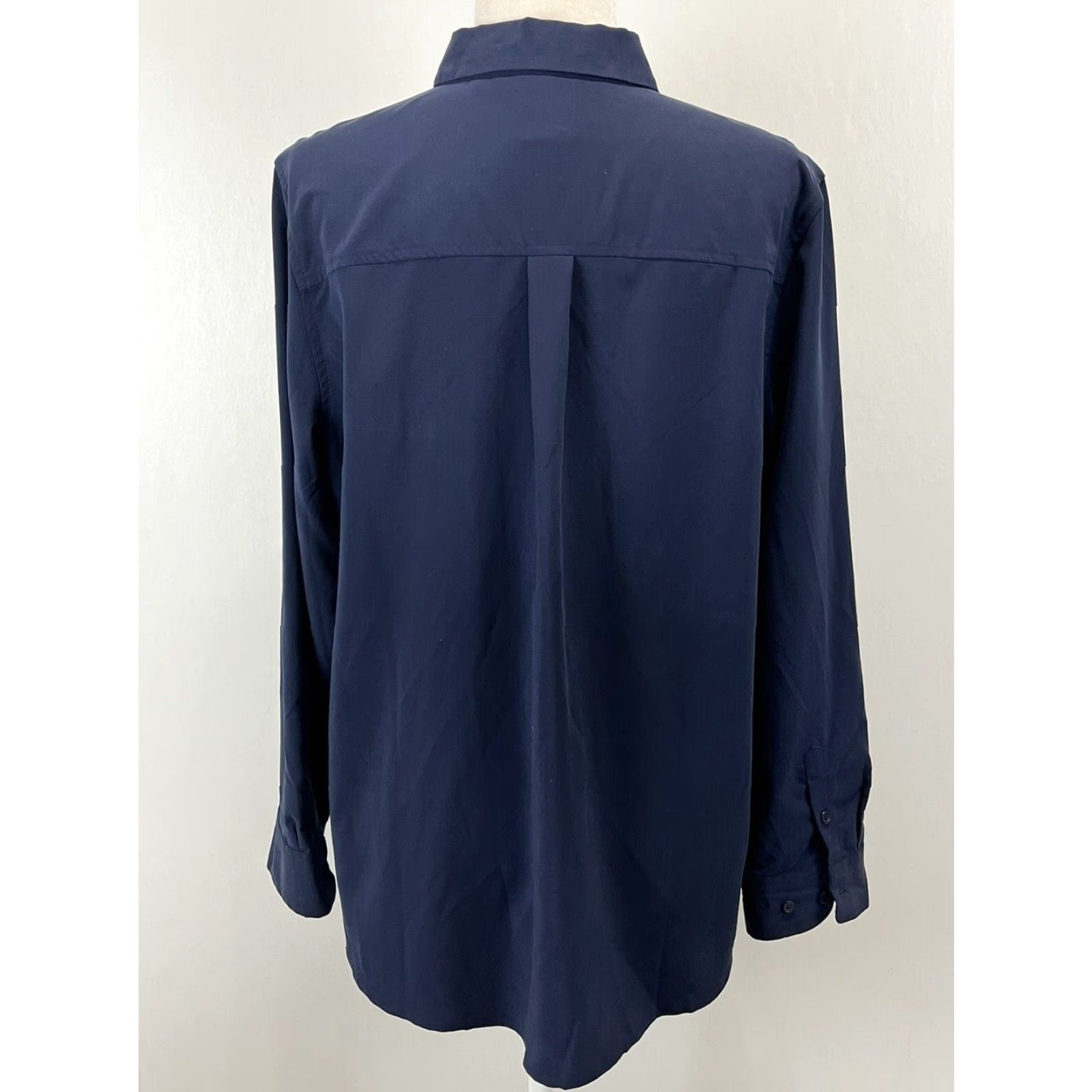 Vintage CHICOS Modal Blend Button Up Blouse Shirt Women's Navy Blue Long Sleeve Size 2 Size XS / US 0-2 / IT 36-38 - 3 Thumbnail