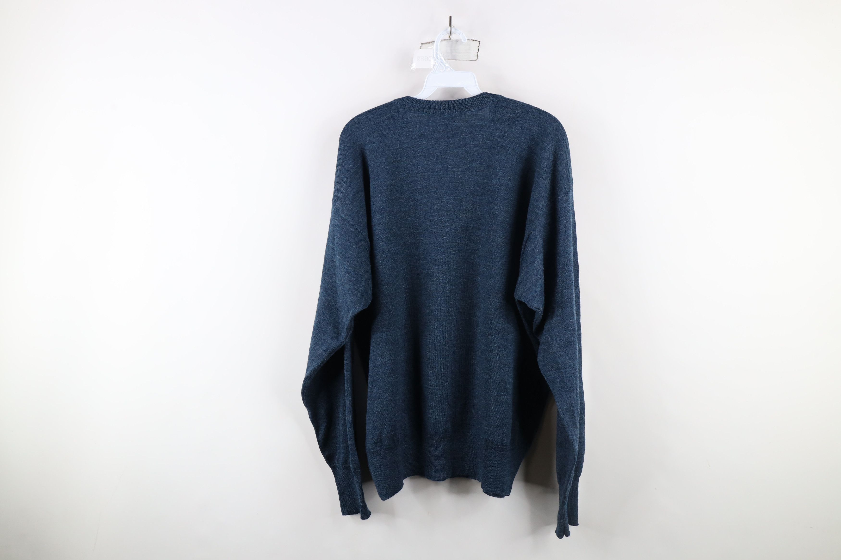 Vintage Vintage 90s Streetwear Wool Knit V-Neck Sweater Heather Blue Size US XL / EU 56 / 4 - 6 Thumbnail