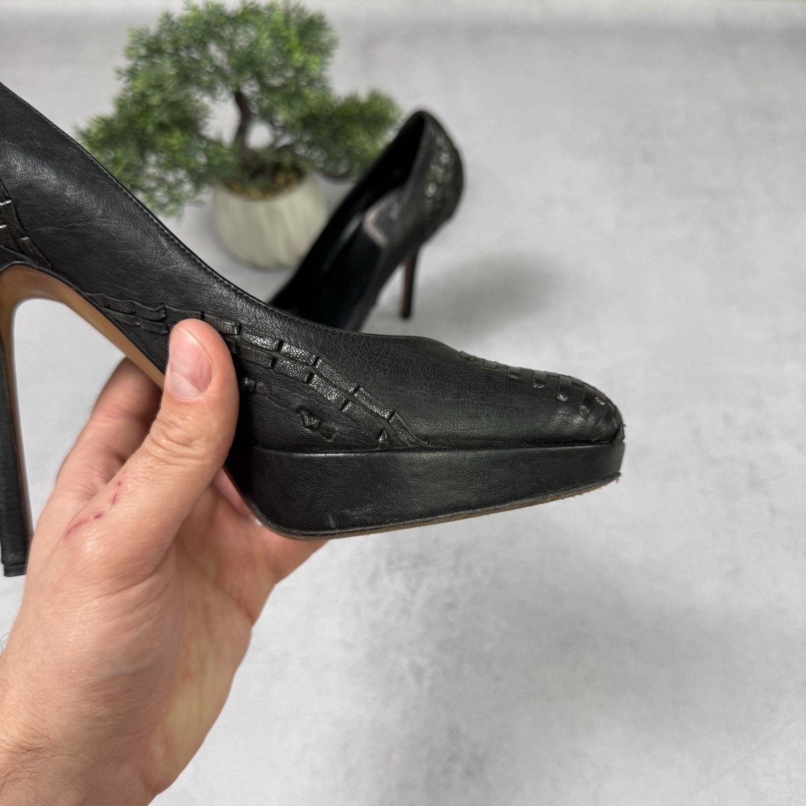 Dior CHRISTIAN DIOR Braided Leather Platform Pumps Black size 39 Size US 9 / IT 39 - 5 Thumbnail