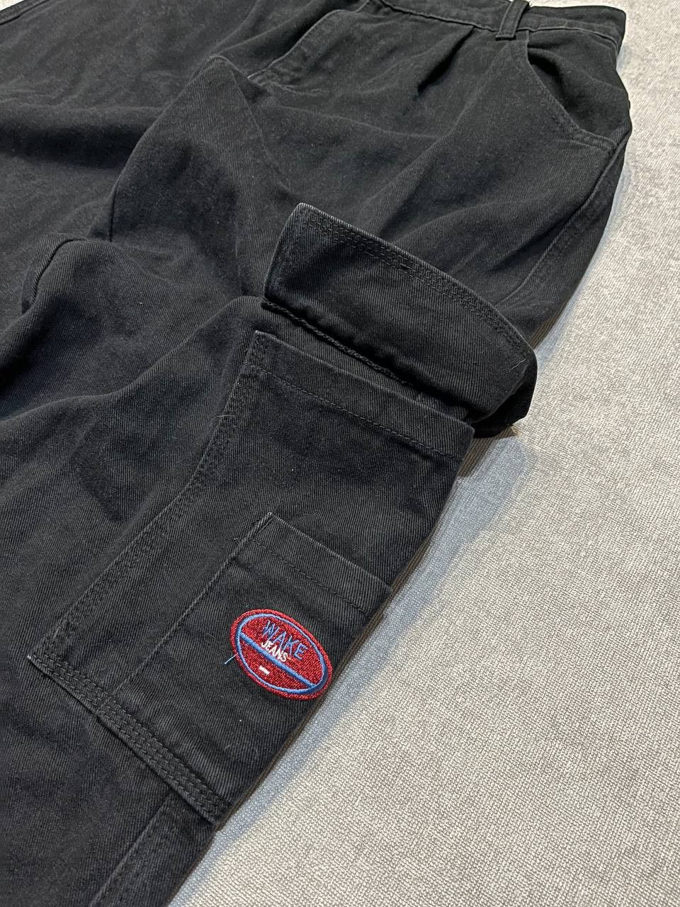 Other Wake Cargo Jeans Denim Black Logo Washed Rap Size US 28 / EU 44 - 4 Thumbnail