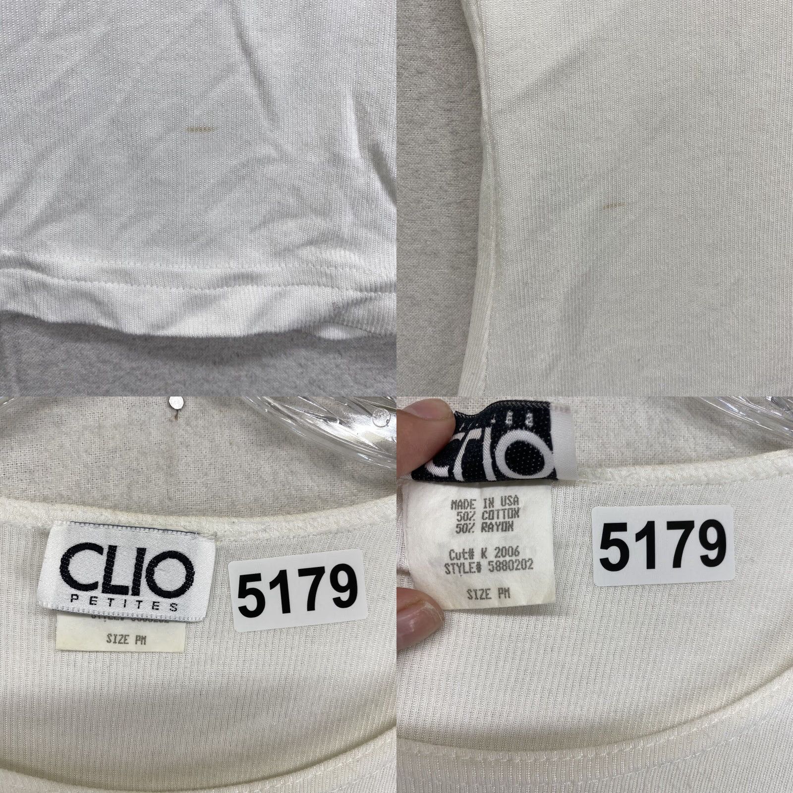 Vintage VINTAGE Clio White Blouse Petite Short Sleeve Round Neck USA 80s 90s Casual Woman Size M / US 6-8 / IT 42-44 - 8 Thumbnail