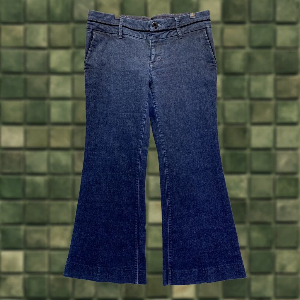 Banana Republic Banana Republic Women’s Jeans Wide-Leg SZ 8 Dark Wash Velvet Trim-Blue Regular Size 30" / US 8 / IT 44 - 1 Thumbnail