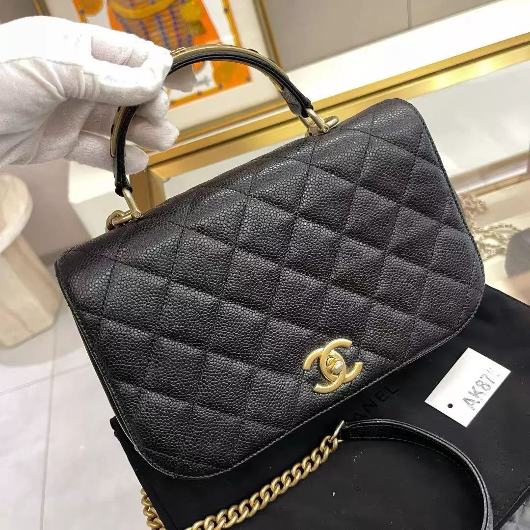 Chanel Chanel Carry Around Black & Gold Litchi 24x14x7 AK876 Size ONE SIZE - 2 Thumbnail
