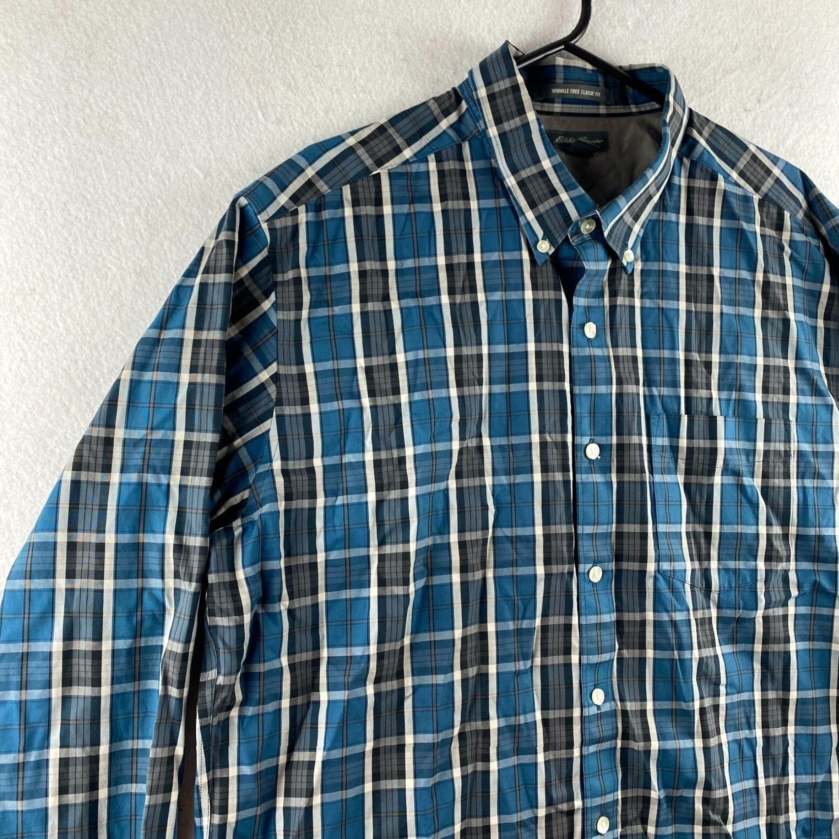 Eddie Bauer Eddie Bauer Button-Up Shirt Mens XL Tall Blue Plaid Wrinkle Free Classic Fit Size US XL / EU 56 / 4 - 5 Thumbnail