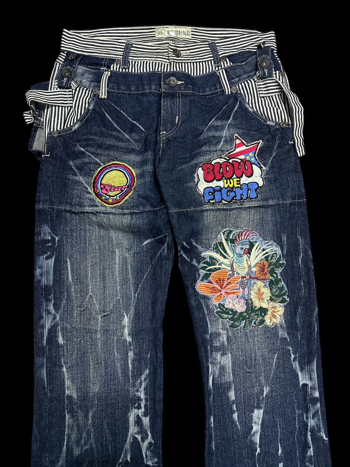 Kapital Double Waist💥 Blue Washed Embroid Hickory Style 💥 Size US 36 / EU 52 - 4 Thumbnail