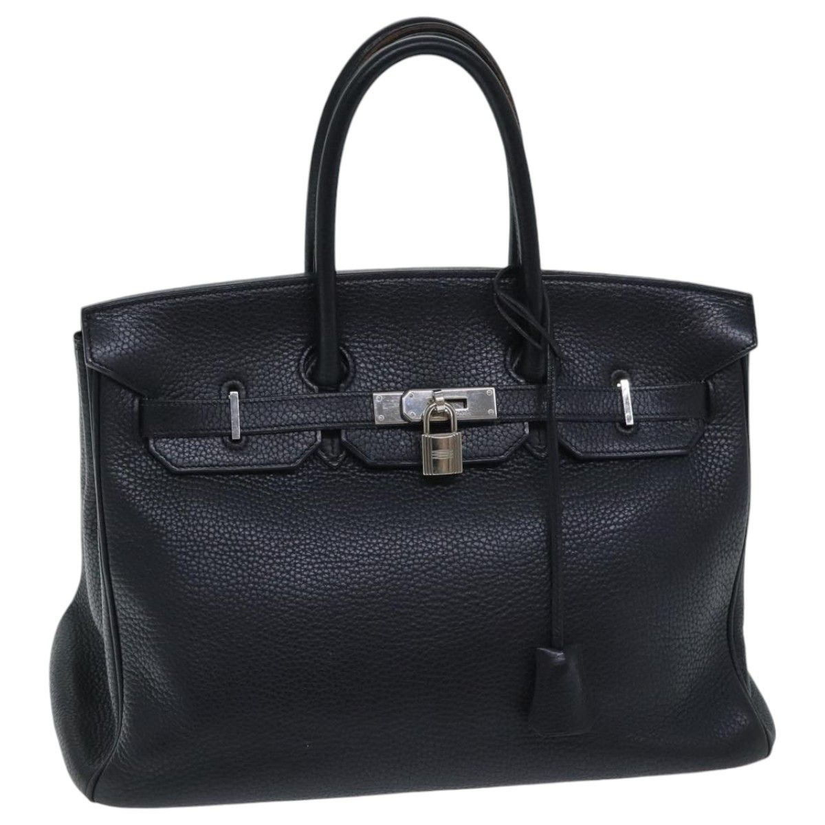 Hermes Hermes Birkin Handbag Black Clemence with Palladium Hardware Size ONE SIZE - 1 Thumbnail