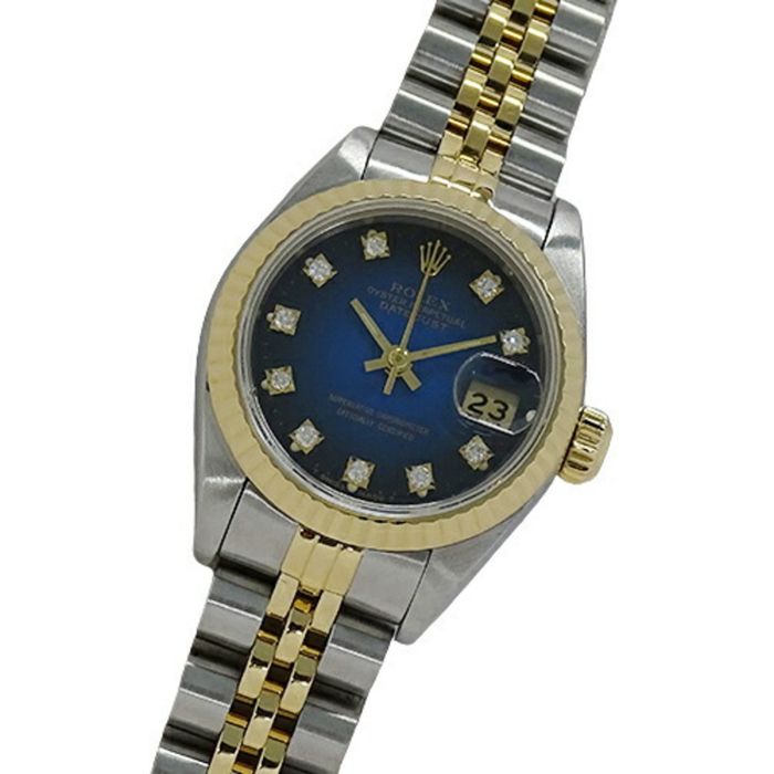 Rolex Rolex Datejust 69173G X watch ladies 10P diamond blue gradation ...
