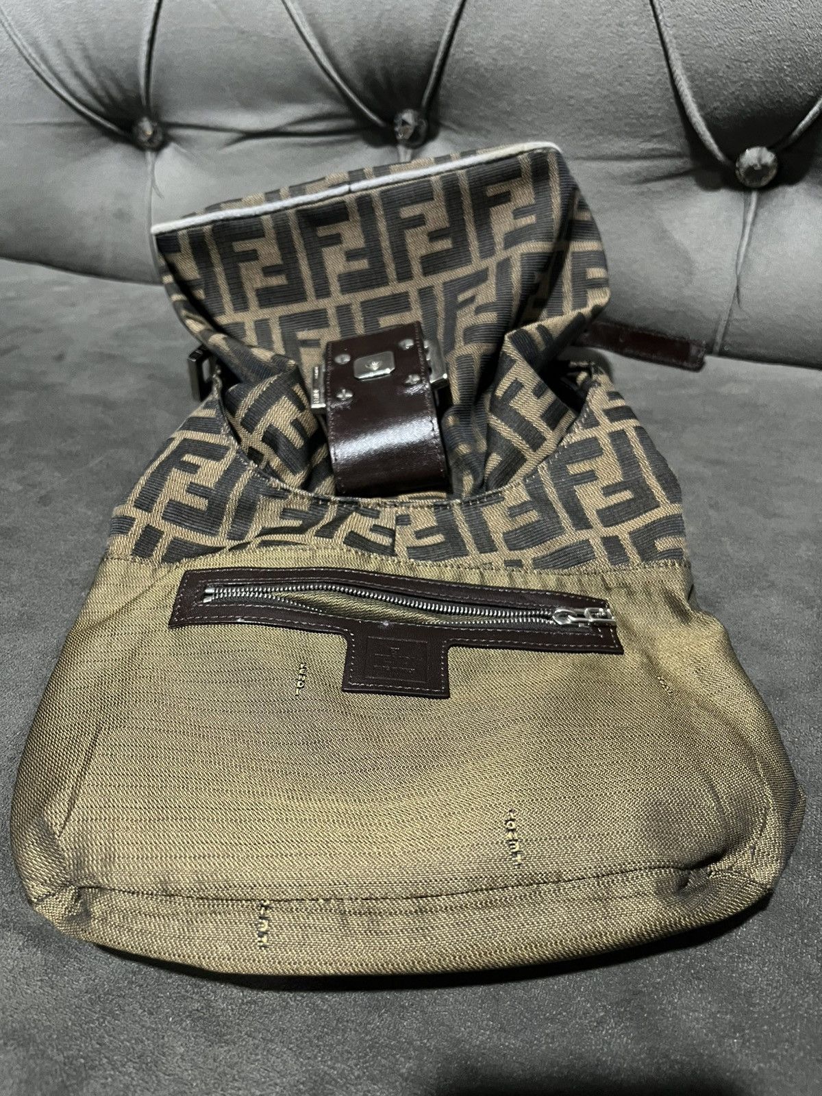 Fendi Authentic FENDI Tobacco Zucca Canvas Mia Hobo Bag Size ONE SIZE - 13 Thumbnail