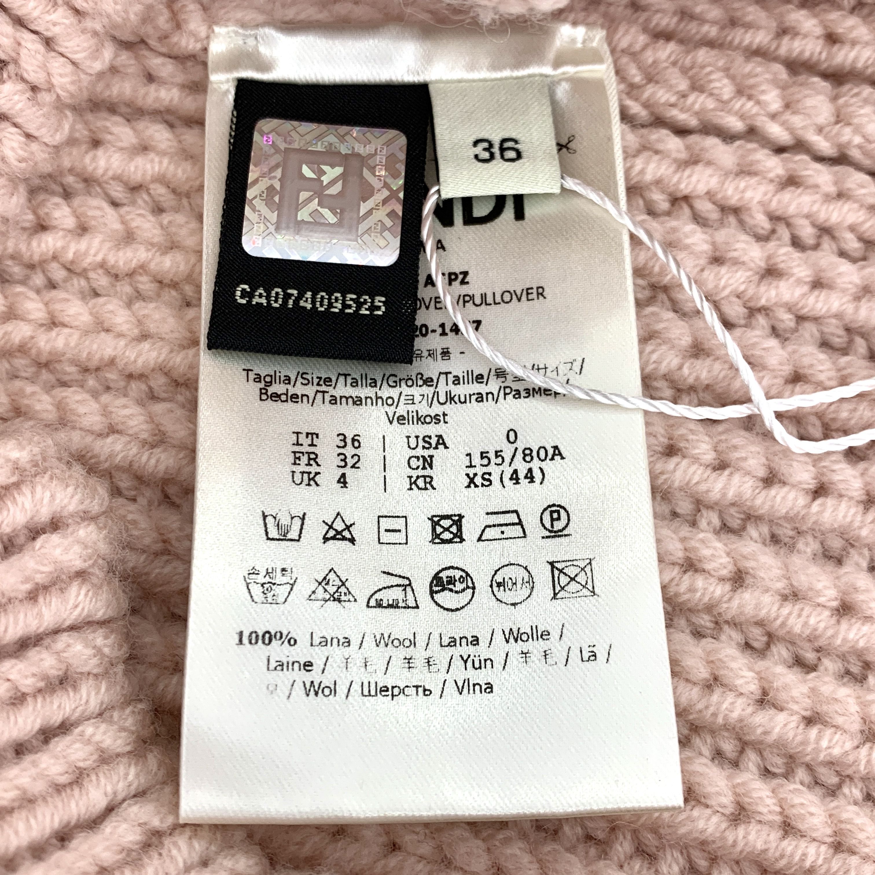 Fendi Fendi Wool Logo Embroidered Crewneck Sweater (XS) Size XS / US 0-2 / IT 36-38 - 3 Thumbnail