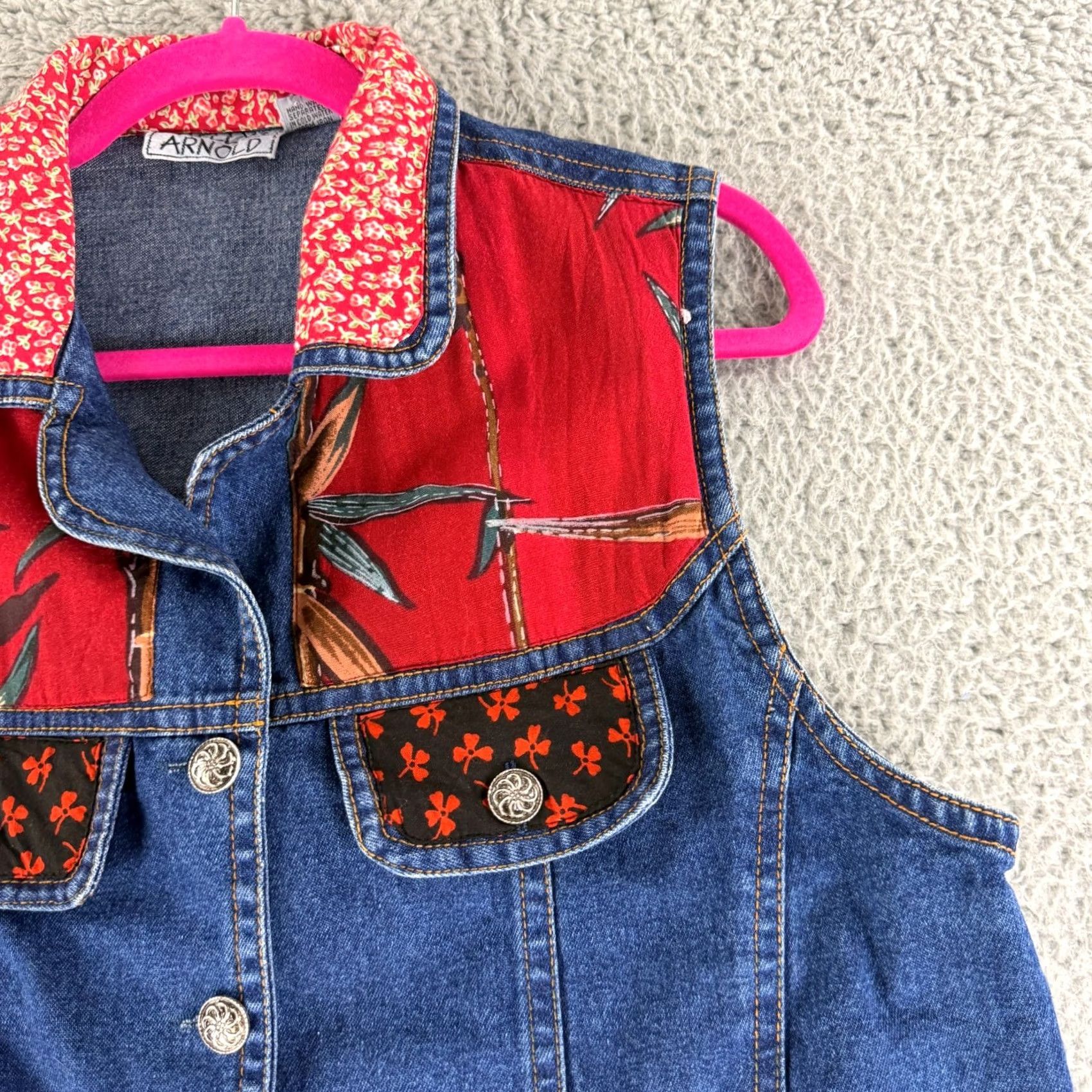 Vintage Shelly & Arnold Denim Vest, Boho Western Festival Style, Patchwork Blue Size M / US 6-8 / IT 42-44 - 3 Thumbnail