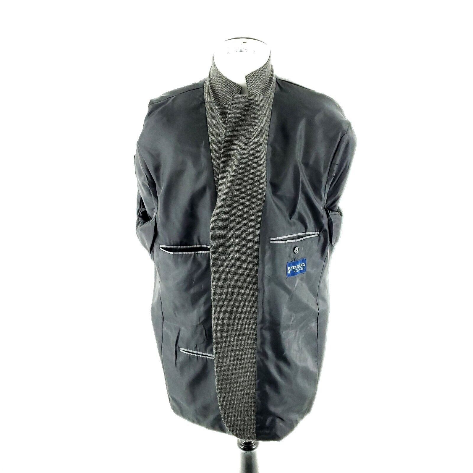 Stafford Stafford Essentials Tweed Wool 3 Button Sport Coat 46L Gray Size 46L - 9 Thumbnail