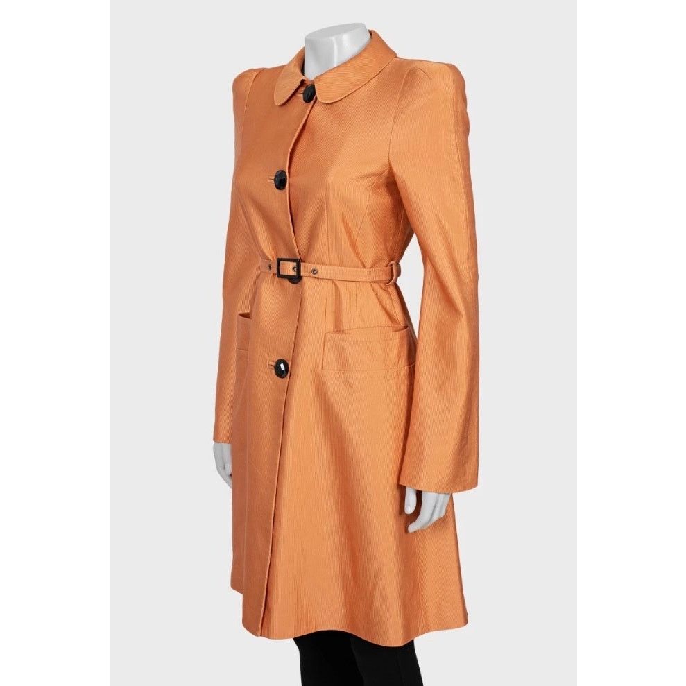 Roberto Cavalli Roberto Cavalli Orange Belted Trench Coat - Size M Size M / US 6-8 / IT 42-44 - 5 Thumbnail