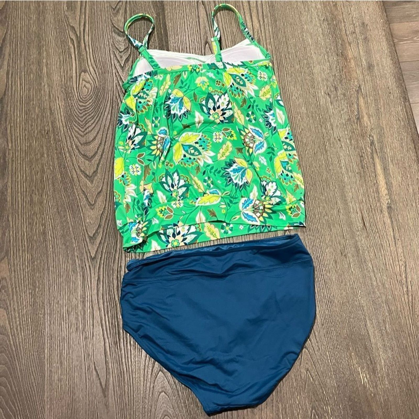 Vintage Lands End Bathing Suit Tankini Floral Tank Padded Size 4/6 Size ONE SIZE - 7 Thumbnail