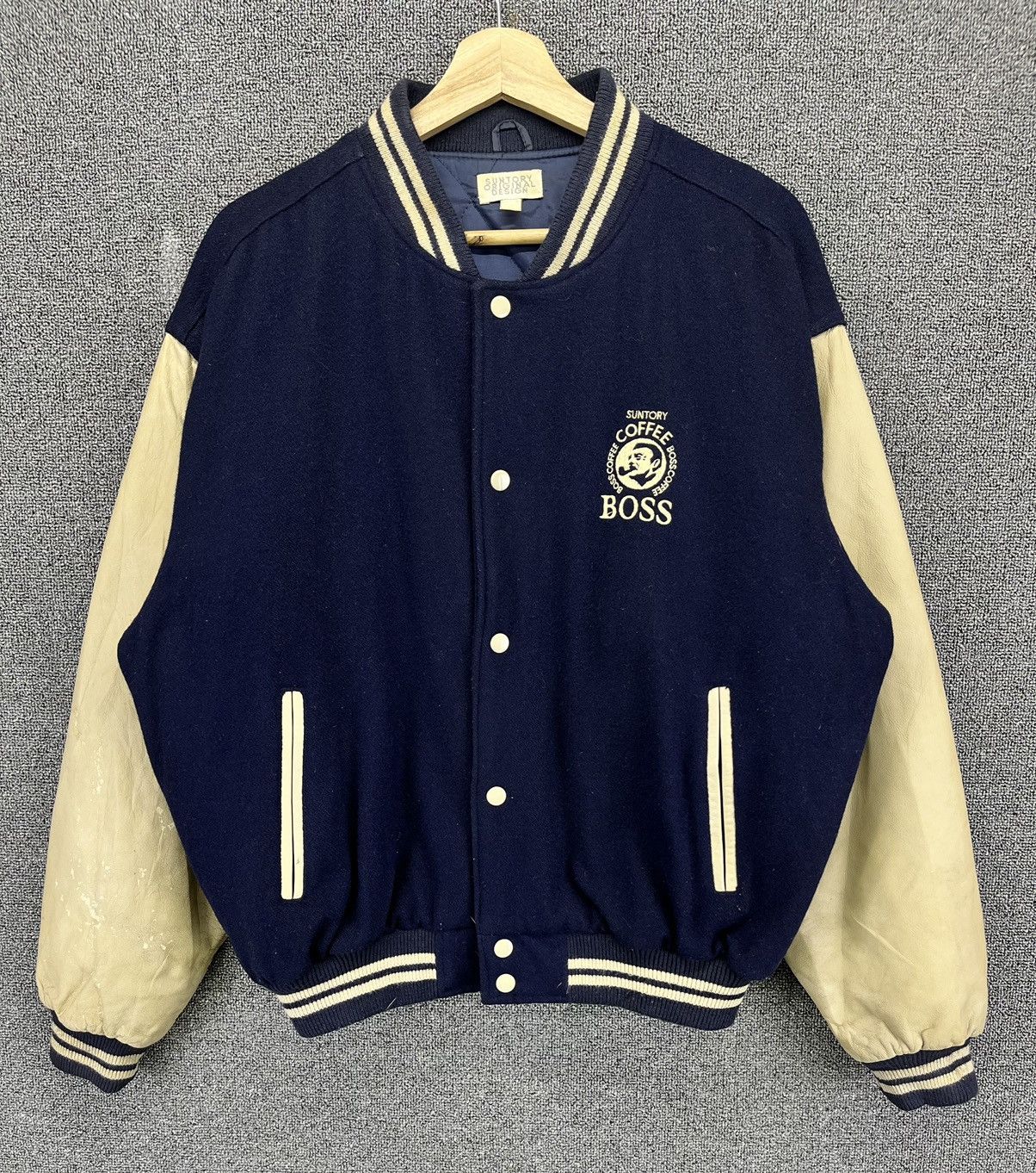 Japanese Brand Vintage Suntory Coffee Boss Varsity Leather Jacket Size US M / EU 48-50 / 2 - 4 Thumbnail