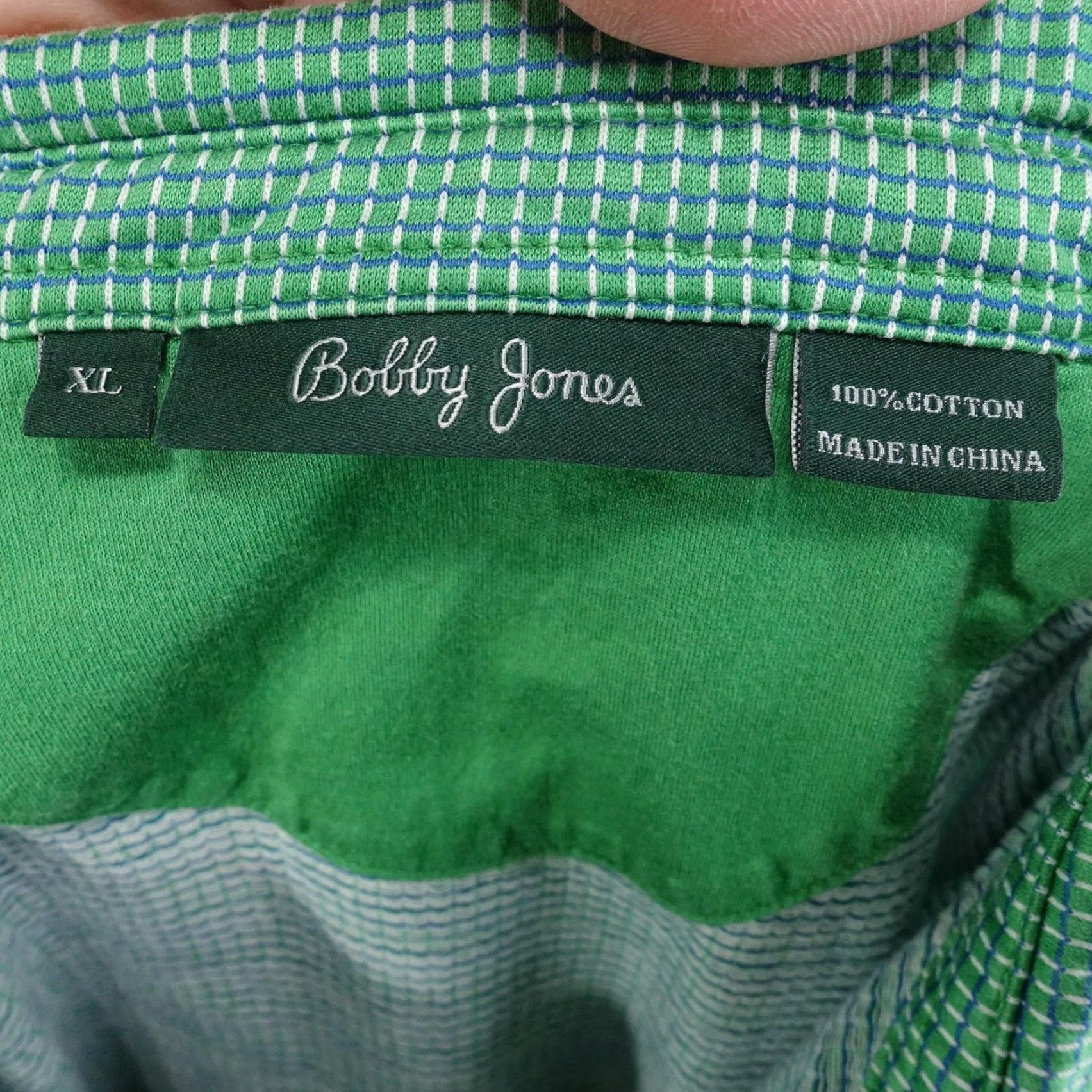Vintage Bobby Jones Shirt Mens XL Green Check Cotton Short Sleeve Golf Performance Size US XL / EU 56 / 4 - 7 Thumbnail