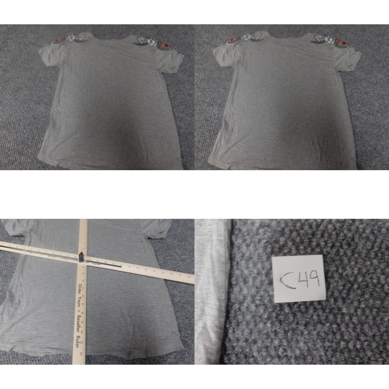 Vintage Skyla Jade Womens Blouse S Gray Crew Neck Pullover Short Sleeve Stretch Casual Logo Classic Cotton Polyester Rayon Basic Shirt Women Size S / US 4 / IT 40 - 8 Thumbnail