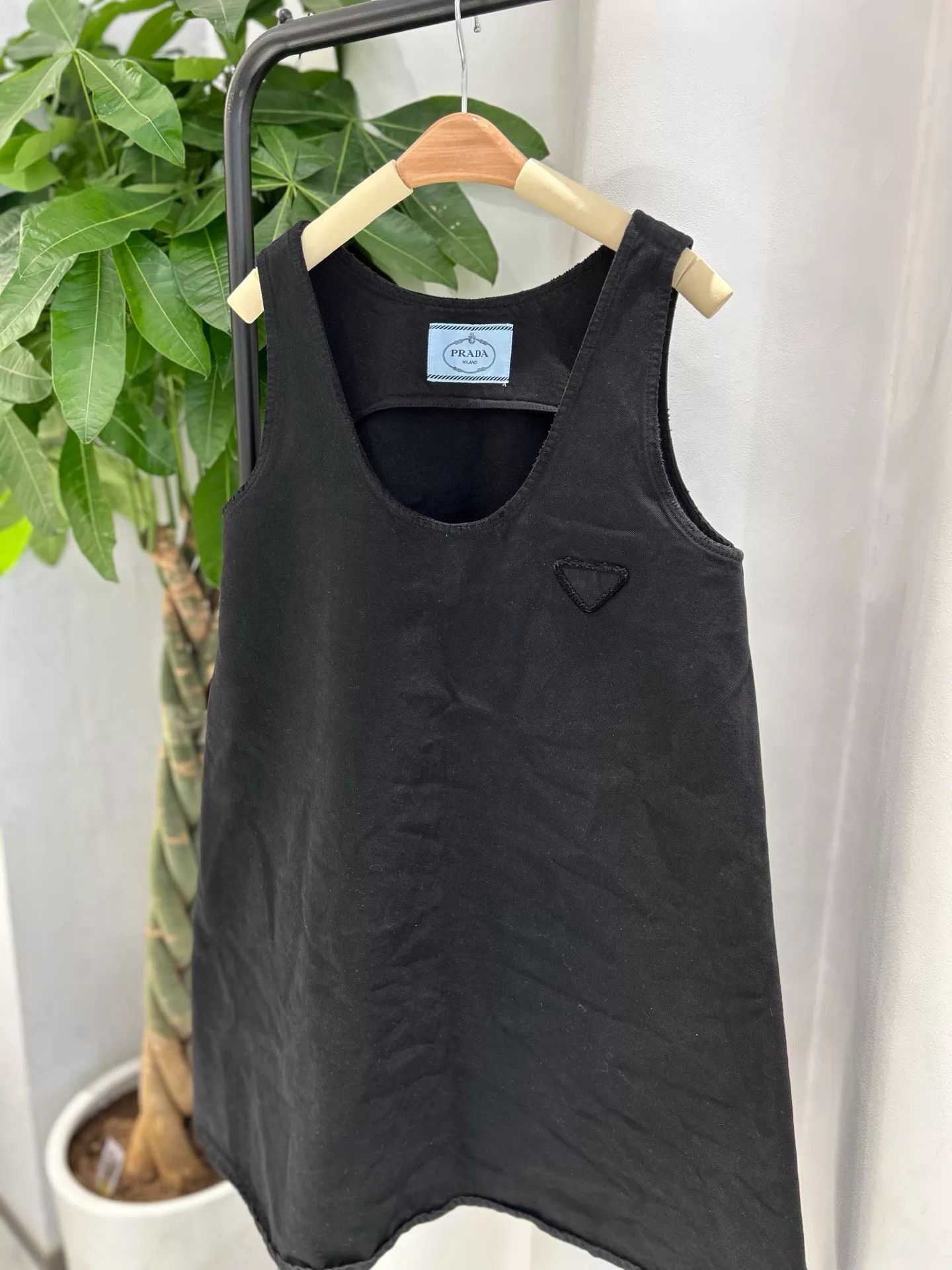 Prada Prada Black Denim Cami Dress 40 (Deadstock) Size S / US 4 / IT 40 - 2 Thumbnail