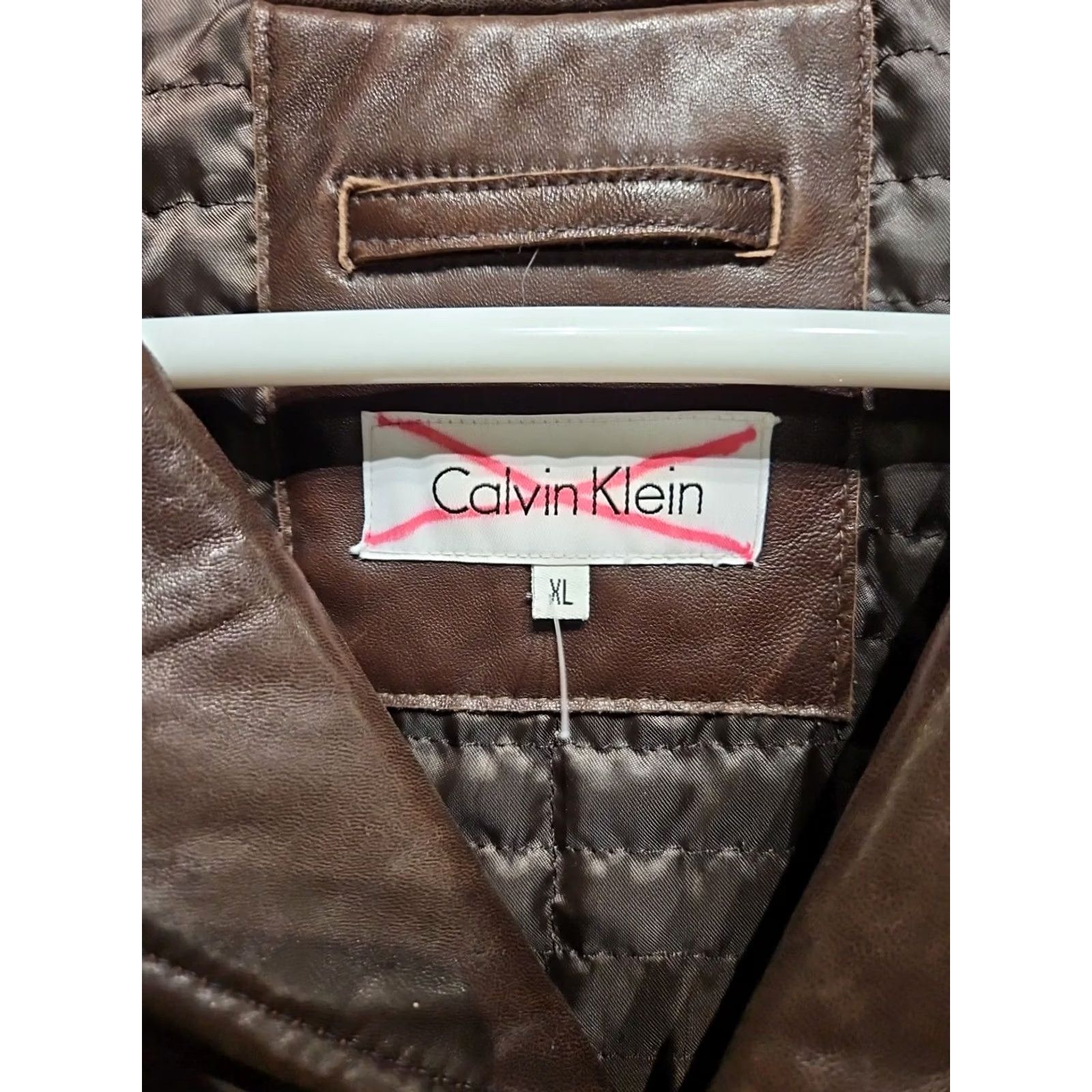 Calvin Klein VTG Calvin Klein Leather Long Jacket Coat Mens XL 4 Button Brown Leather Blazer Vintage Parka Short Shoulder 22" Mapprox Mens Size US XL / EU 56 / 4 - 3 Thumbnail