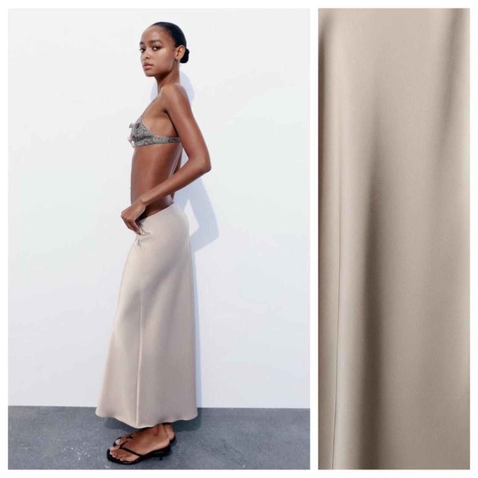 Zara Zara Satin Effect Midi Skirt Size 36" / US 14 / IT 50 - 2 Thumbnail